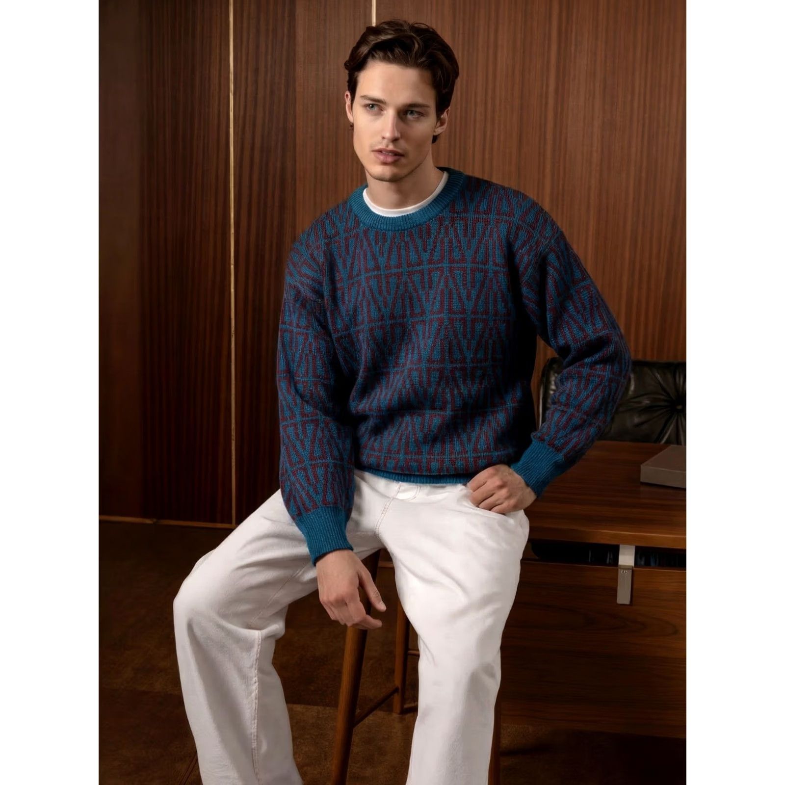 Jockey Jockey Sweater Wool Mens M Long Sleeve Crew Neck Multicolor Geometric Pullover Size US M / EU 48-50 / 2 - 2 Thumbnail
