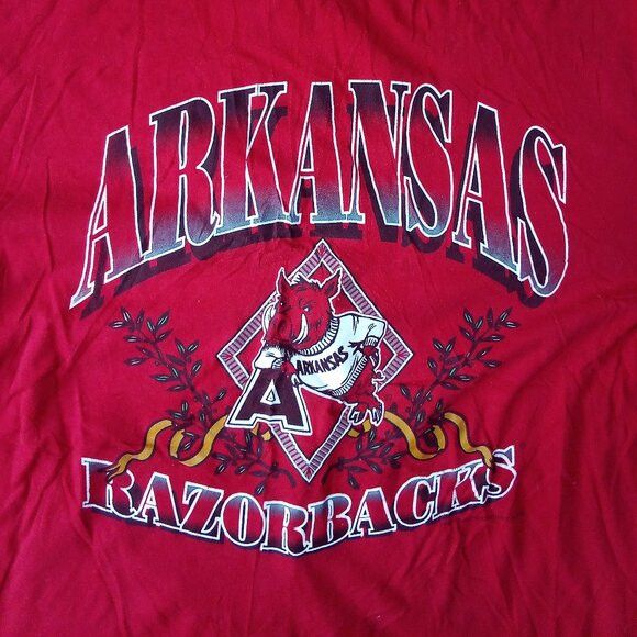 NCAA × Vintage Vintage 90s Arkansas Razorbacks Logo T-Shirt Size US XL / EU 56 / 4 - 1 Thumbnail
