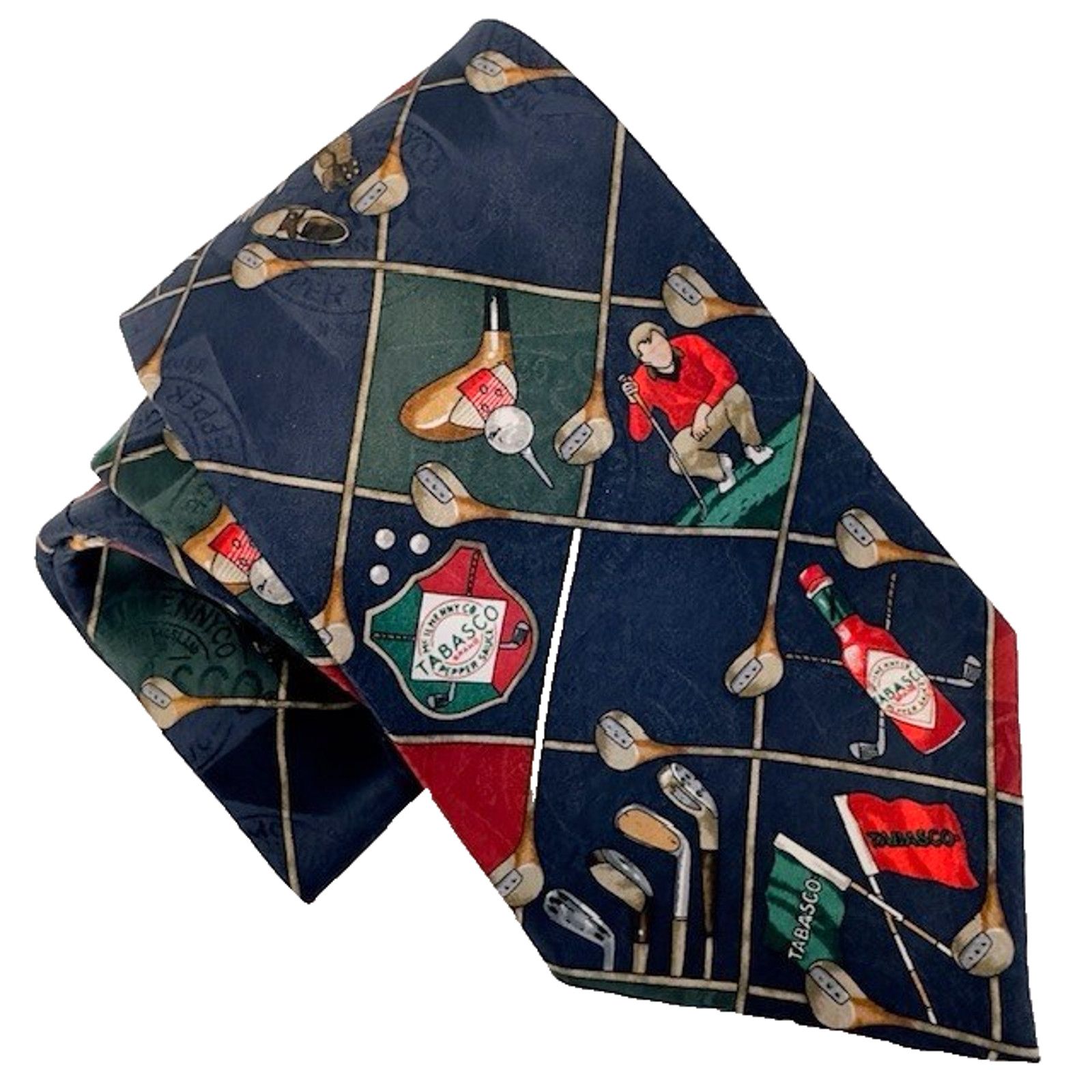Tabasco Tabasco Golf Themed 100% Silk Tie USA Novelty 58 1/2" x 4" Size ONE SIZE - 1 Thumbnail