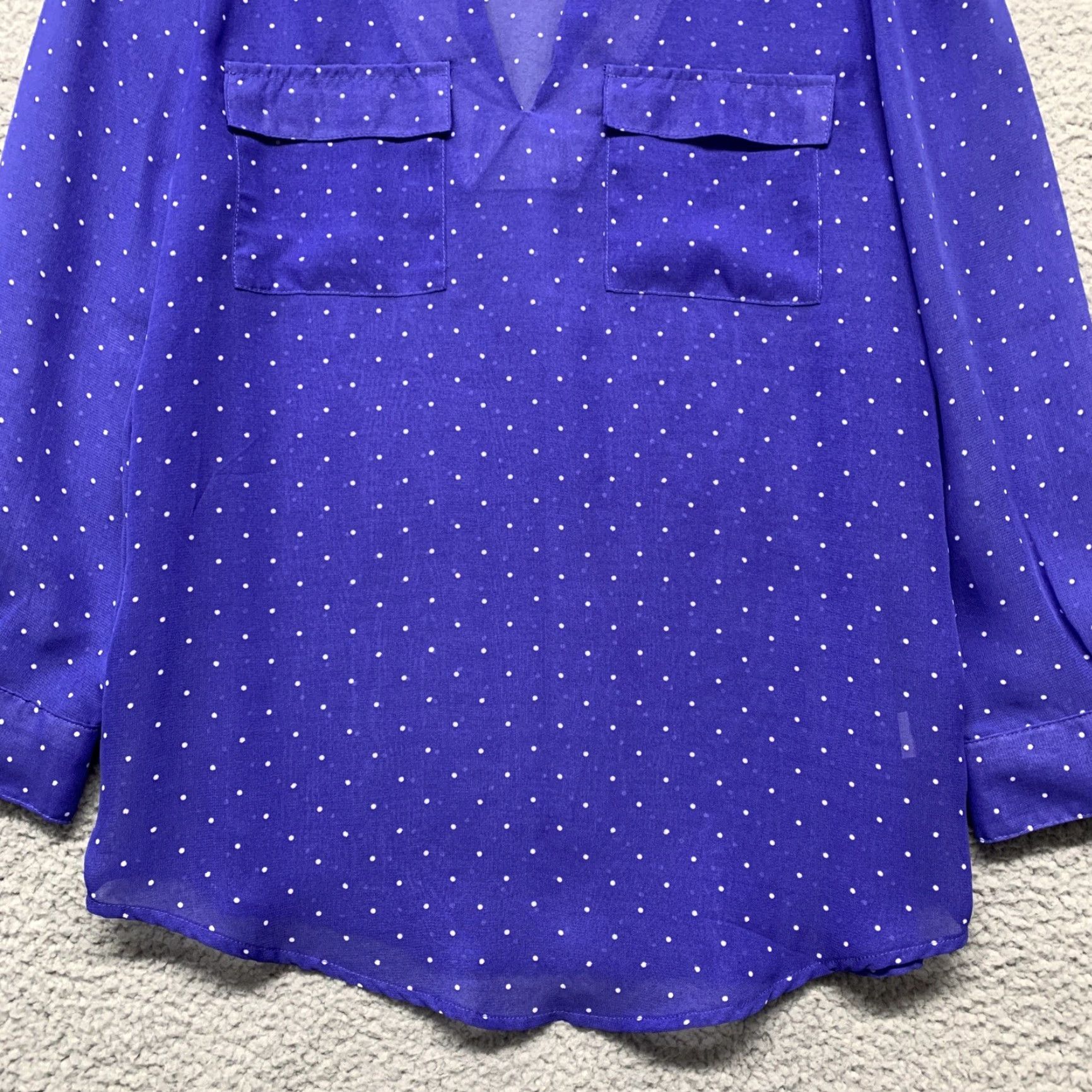 Gap Gap Tunic Women XS Blue 2 Pockets Polka Dot 3/4 Sleeve V-Neck Pullover Women's Tunic Size XS / US 0-2 / IT 36-38 - 3 Thumbnail