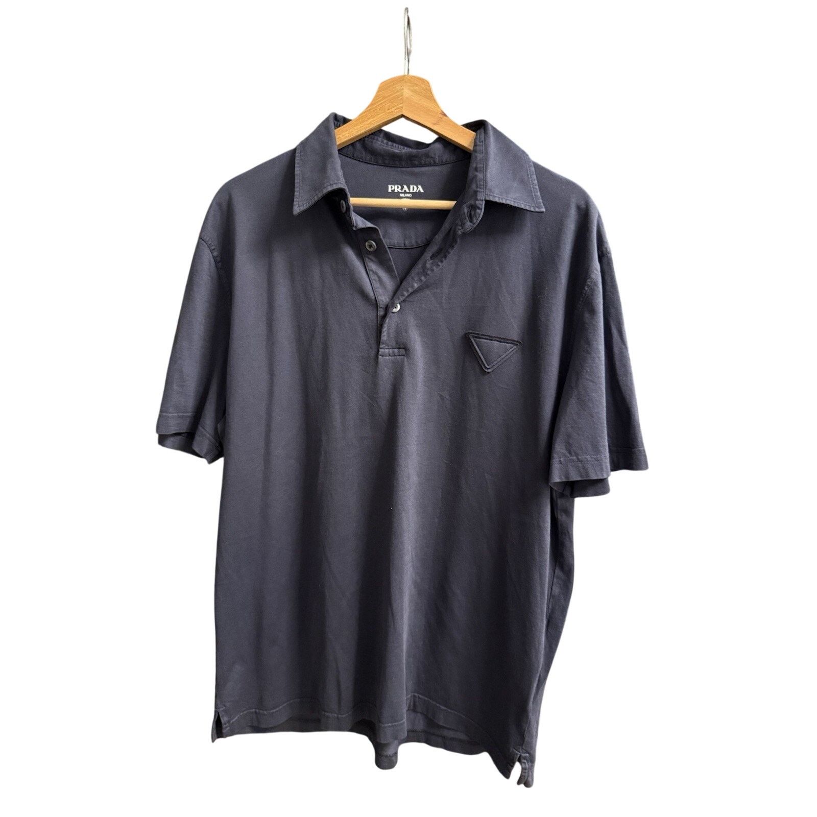 23AW PRADA Distressed Cotton Piqué Short Sleeve Polo Shirt