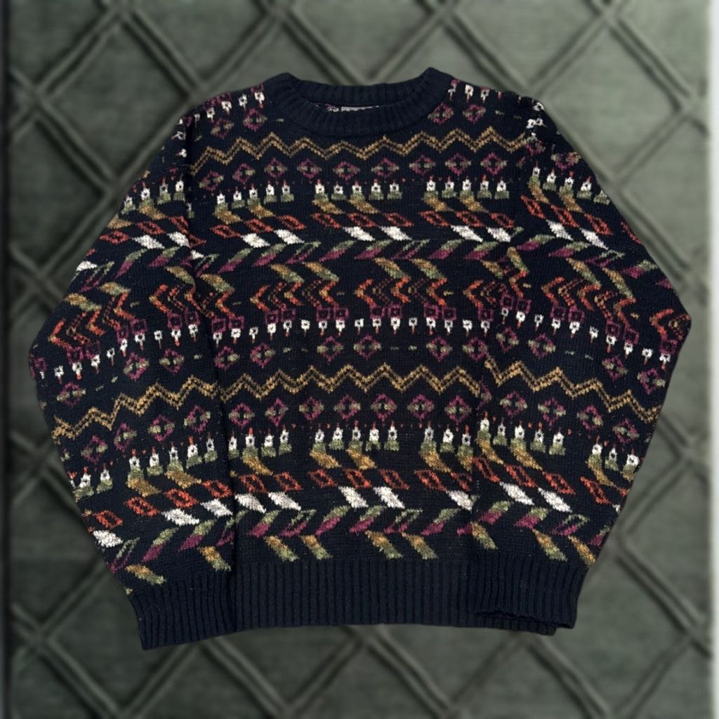 VTG 80s Estate Geometric Pattern Acrylic Knit Sweater Multicolor Large Mens Pullover Knit