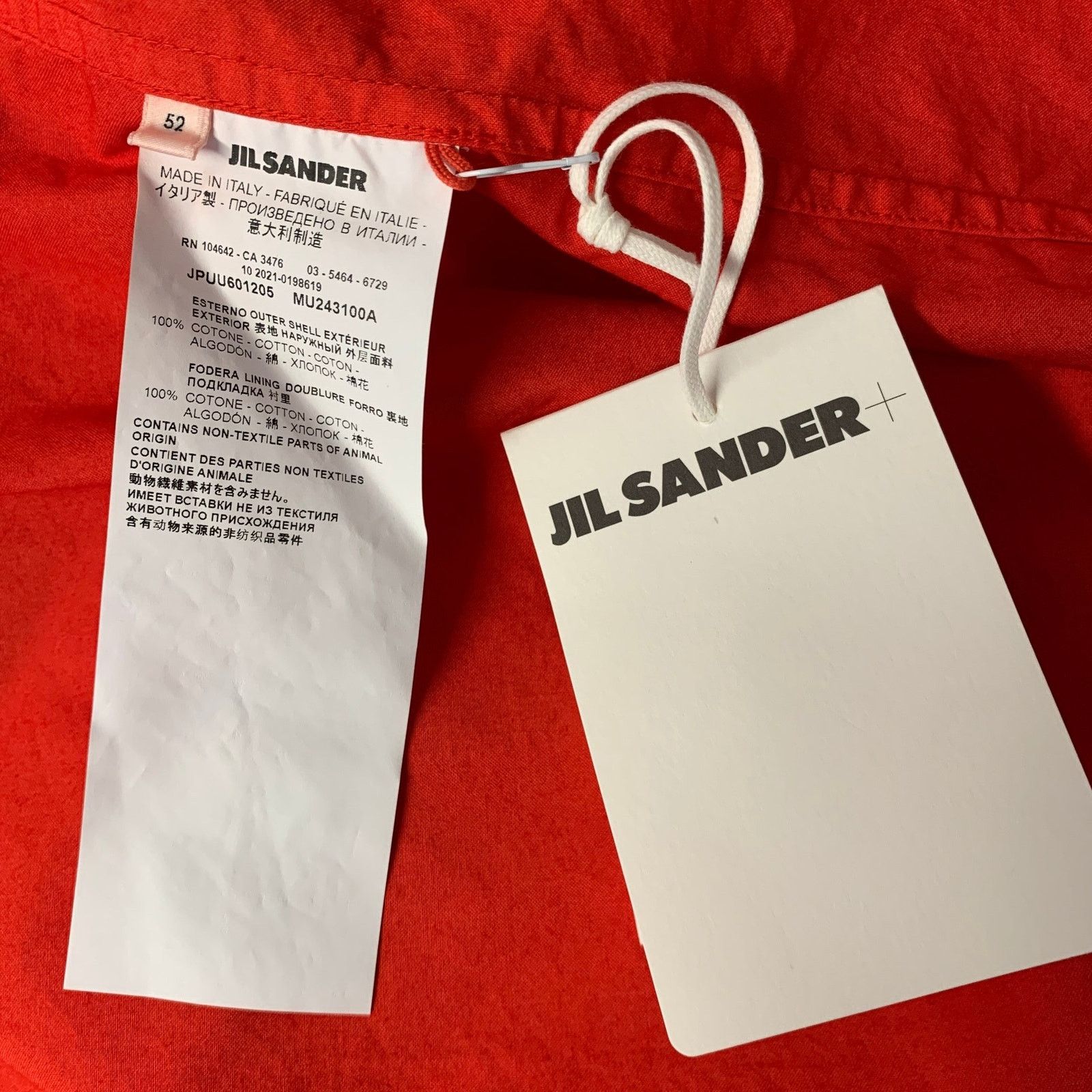 Jil Sander JIL SANDER Size L Red Cotton Camp Short Sleeve Shirt Size US L / EU 52-54 / 3 - 6 Thumbnail
