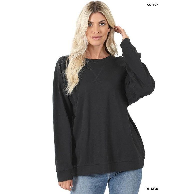 Other Zenana Black Long Sleeve Cotton Pullover Sweatshirt M Size M / US 6-8 / IT 42-44 - 1 Thumbnail