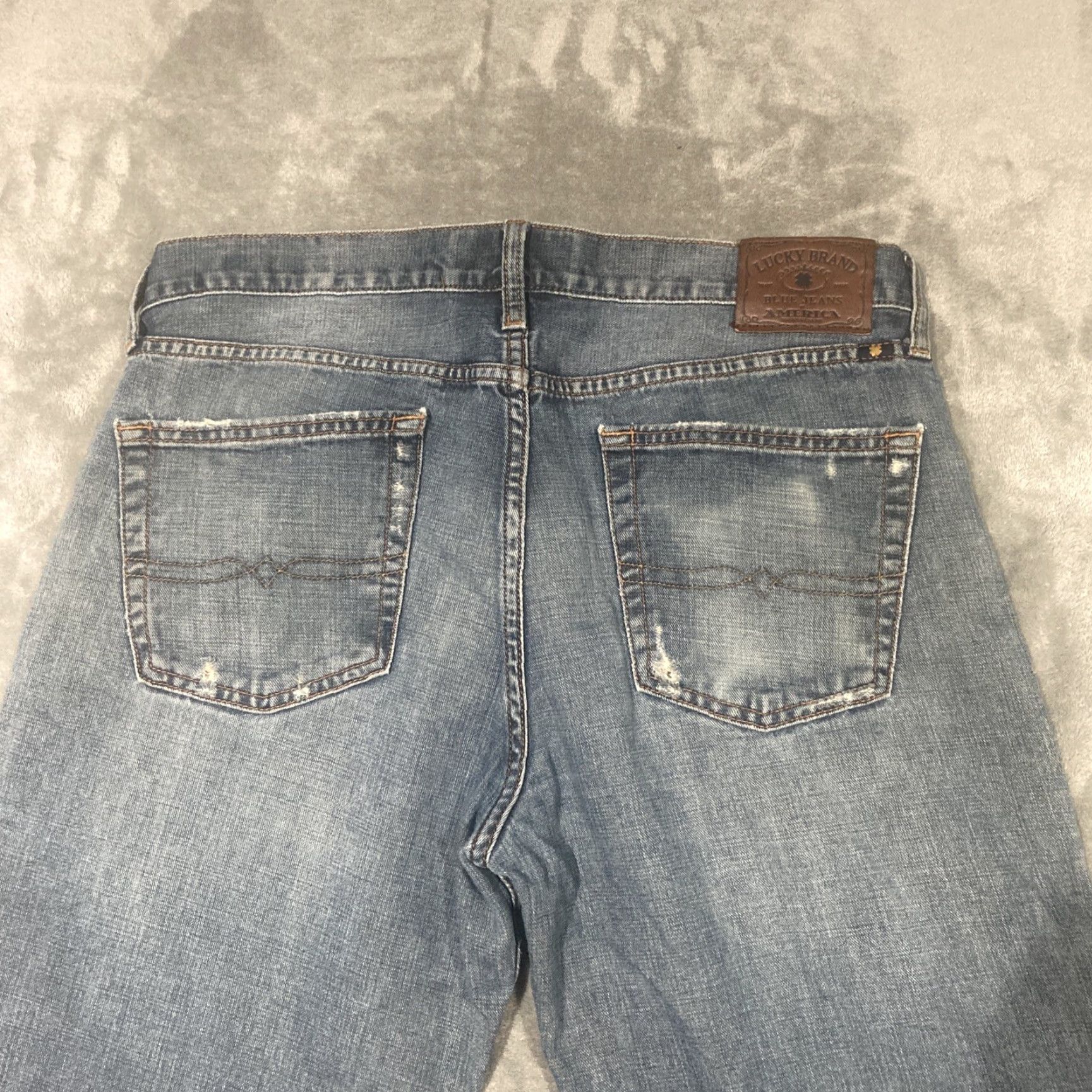 Lucky Brand Lucky Brand Jeans Men 34x32 Blue 361 Vintage Straight Distressed Mid Rise Zip Shirt Size US 34 / EU 50 - 5 Thumbnail