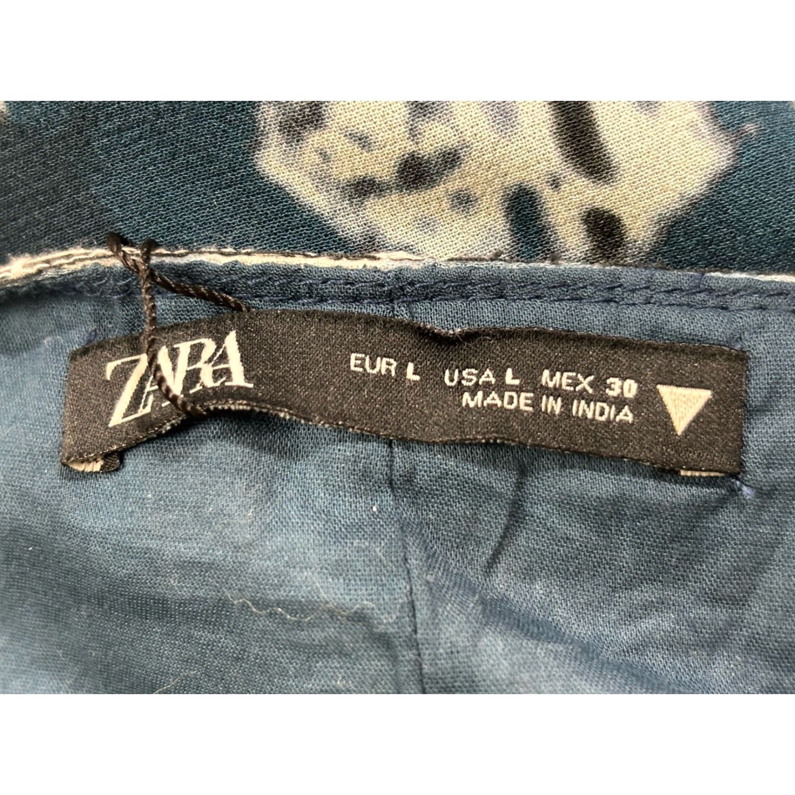 Zara ZARA Tie Dye Kaftan Dress Women Size Large Blue Short Tie Front V-Neck Size 36" / US 14 / IT 50 - 6 Thumbnail