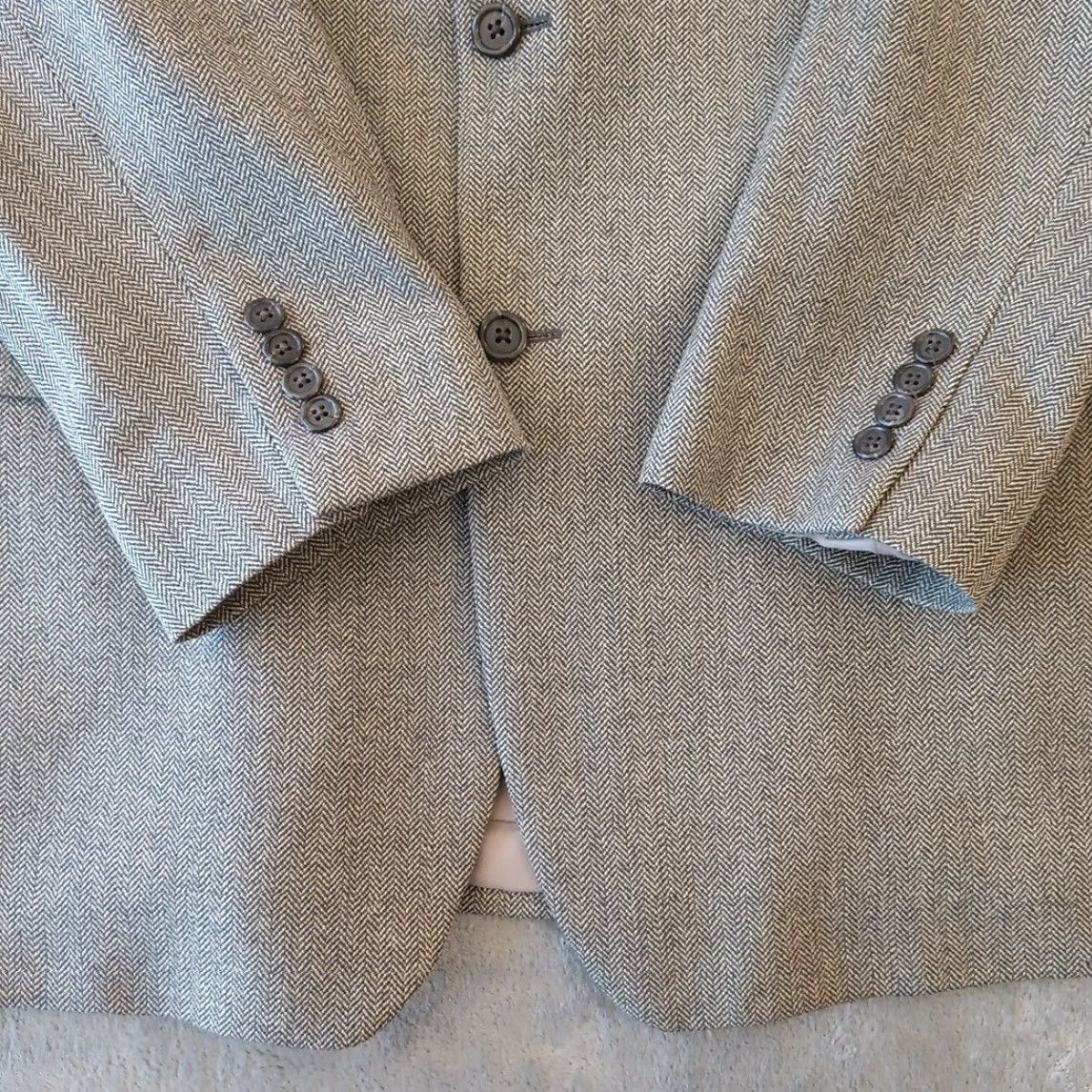 Jos. A. Bank Jos A Bank Blazer Mens 46 Long Gray Herringbone Wool Two Button Single Vent Vintage No Size 46R - 5 Thumbnail