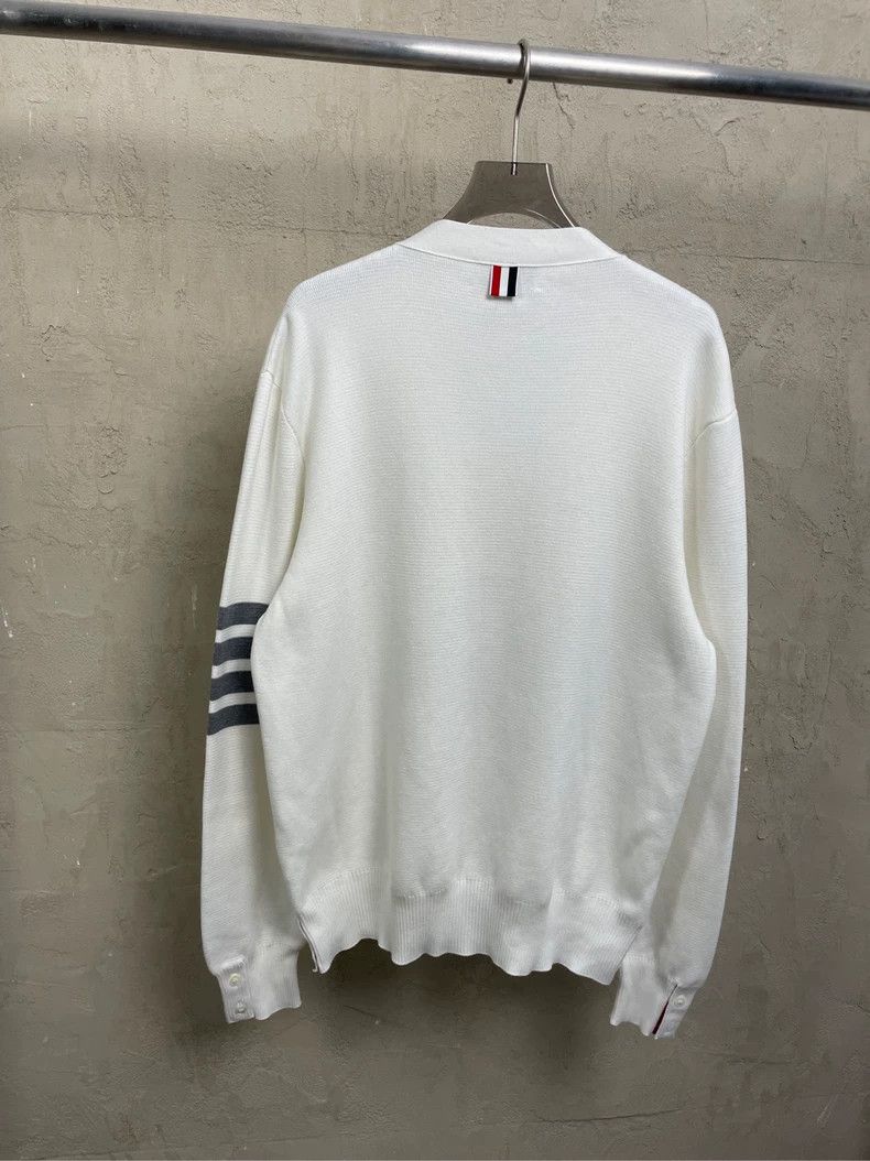 Thom Browne Thom browne White four-striped knitted cardigan jacket 2504 Size US XL / EU 56 / 4 - 2 Thumbnail