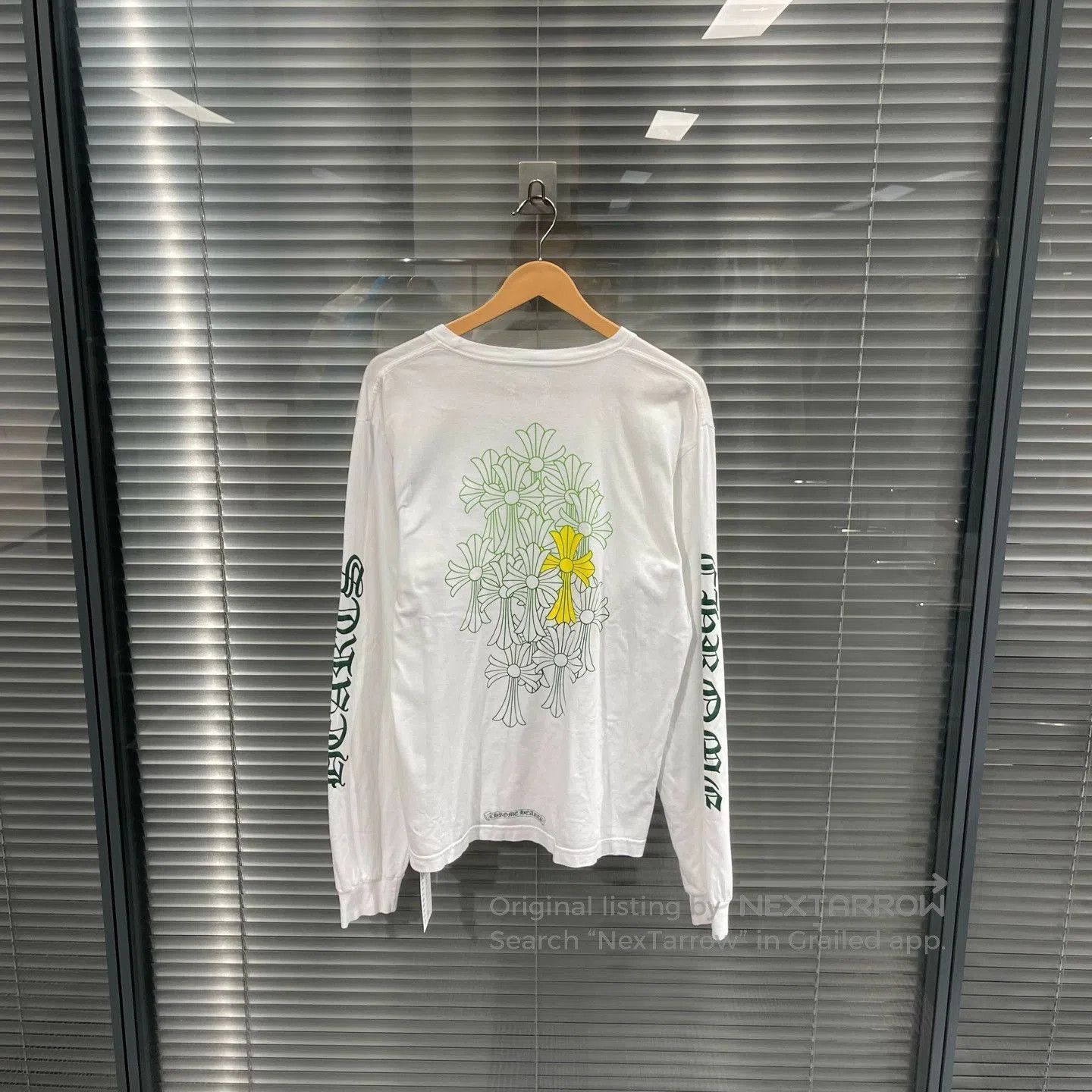 Chrome Hearts White Long Sleeve Shirt with Pocket and Green Accents. Size US M / EU 48-50 / 2 - 2 Thumbnail