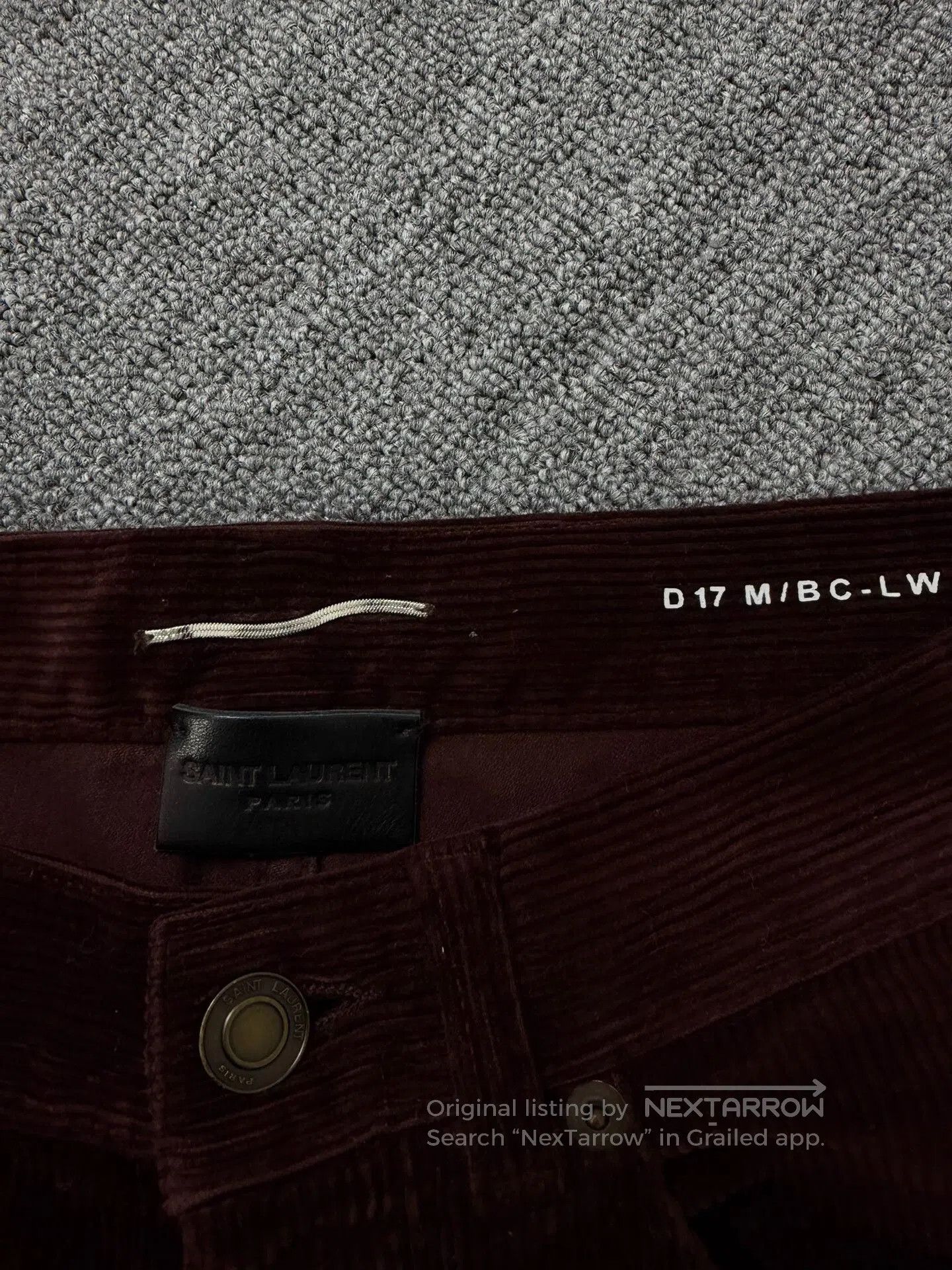 Saint Laurent Paris Saint Laurent Burgundy Corduroy Flared Jeans. Size 28" / US 6 / IT 42 - 3 Thumbnail