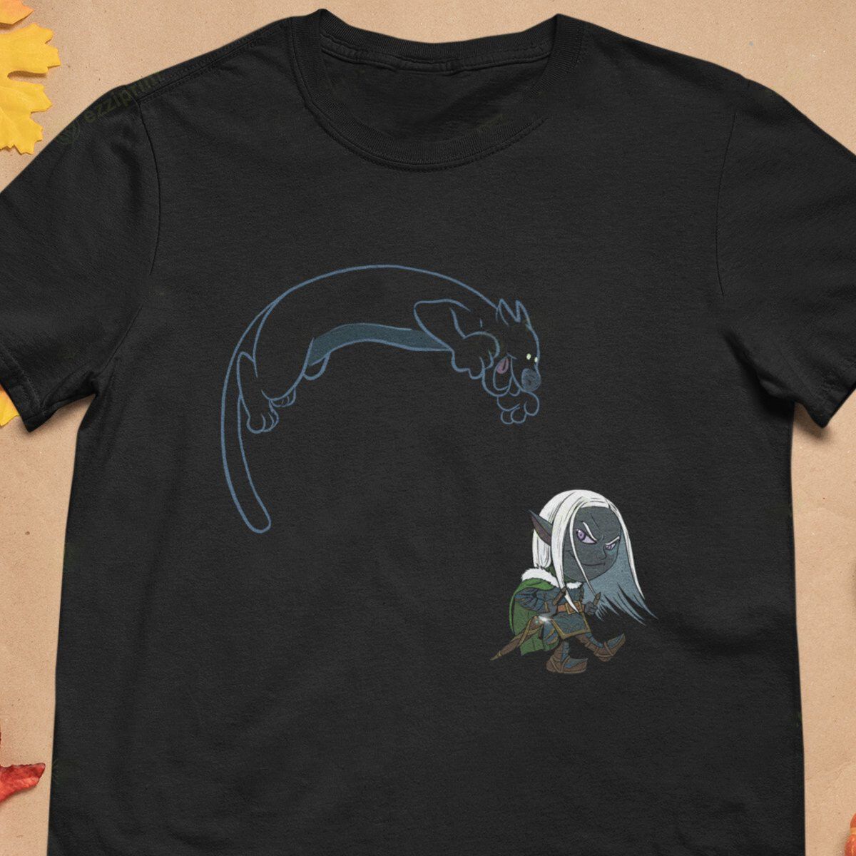 Designer × Vintage Drizzt and Guenhwyvar T-Shirt – Graphic Tee Size US L / EU 52-54 / 3 - 2 Thumbnail