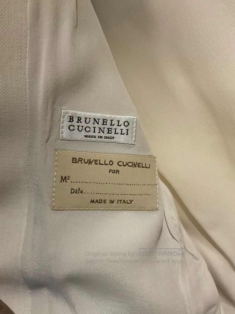 Brunello Cucinelli Brunello Cucinelli Off-white Linen Short Beaded Business B Size S / US 4 / IT 40 - 3 Thumbnail