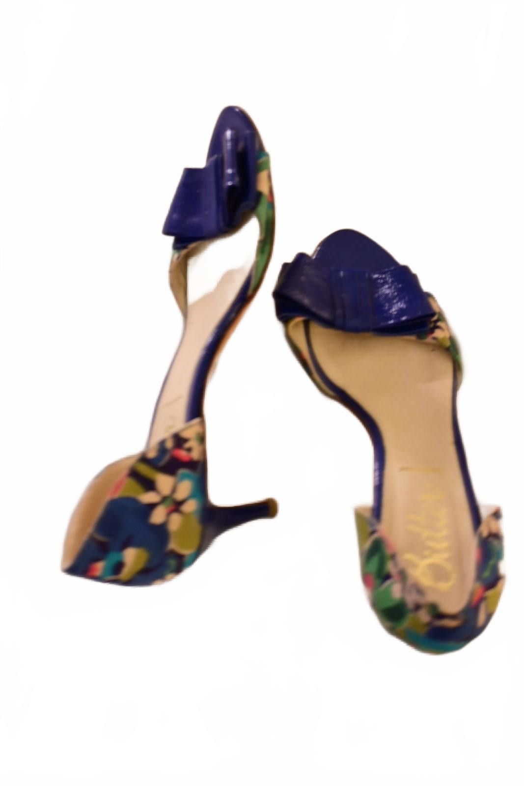 Other Butter Floral Print Open Toe Heel Sandals Blue Bow Accent 8 Size US 8 / IT 38 - 1 Thumbnail