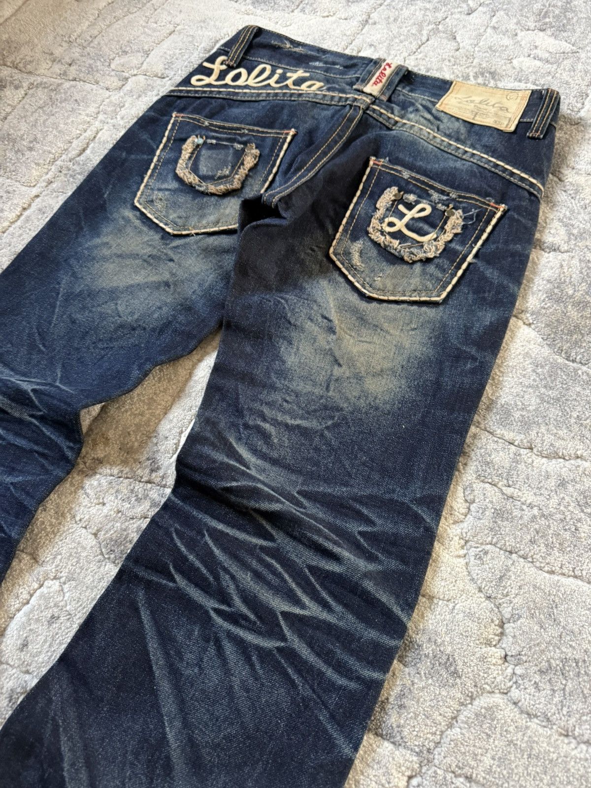 If Six Was Nine Lolita Concert Club Shadow Mud Wash Studded Flared Jeans Size US 30 / EU 46 - 11 Thumbnail