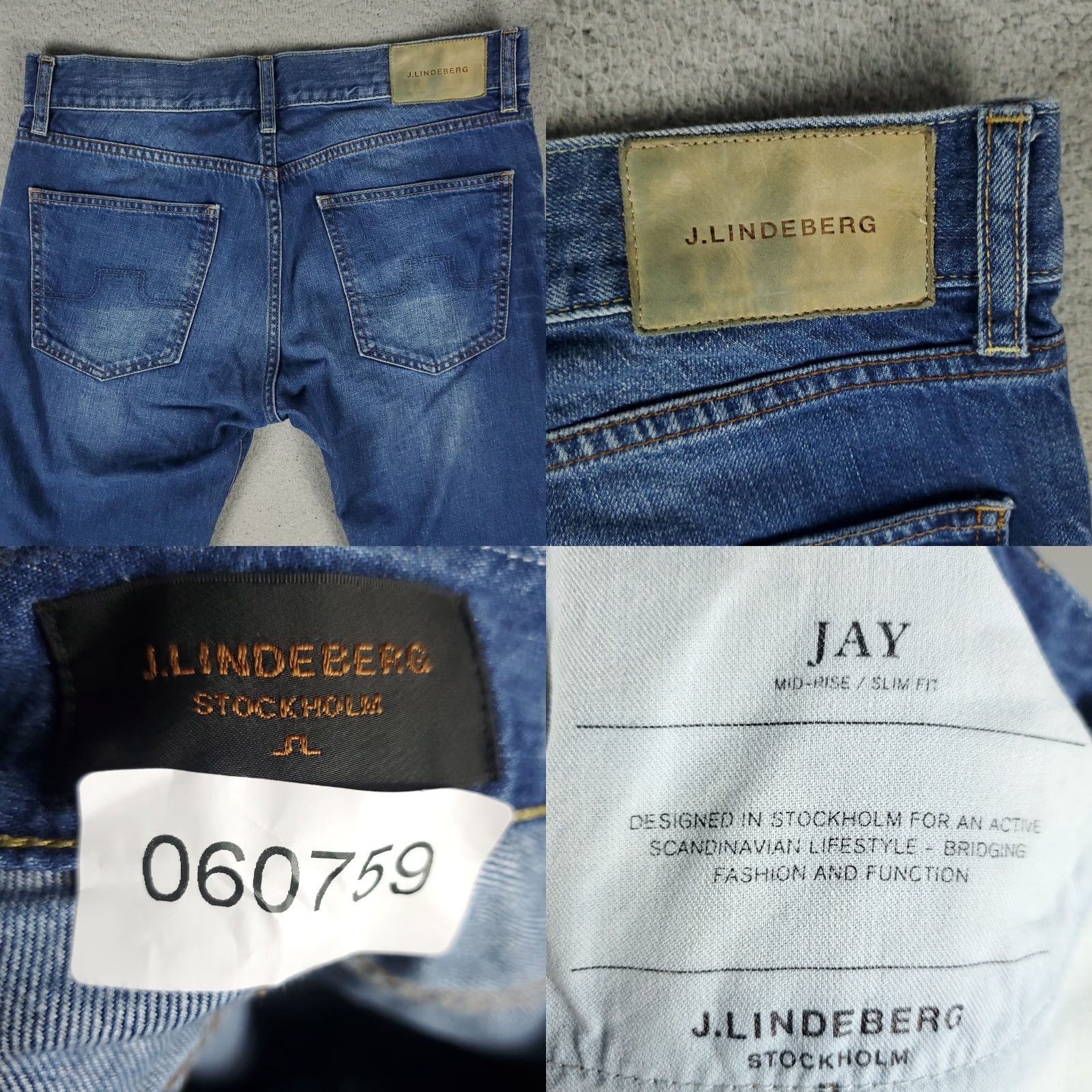 J.Lindeberg VINTAGE J.Lindeberg Men's Jeans 31x34 Slim Fit Mid Rise Cotton Denim Blue 90s Casual Size US 31 - 8 Thumbnail