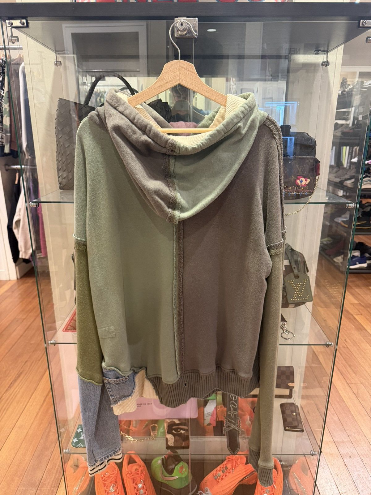 Greg Lauren Greg Lauren Denim Hybrid Hoodie - Olive & Denim Size US M / EU 48-50 / 2 - 2 Thumbnail