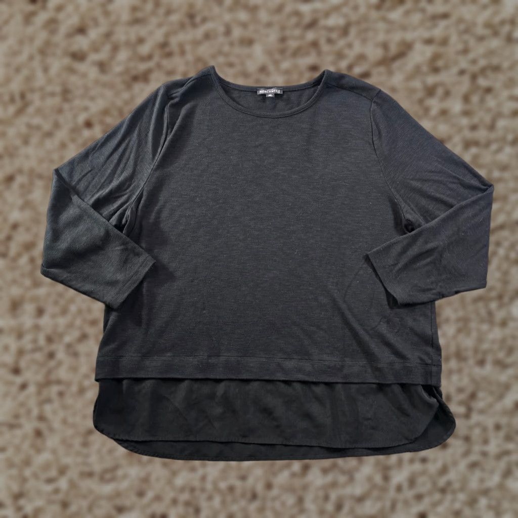 J.Crew VINTAGE J.CREW Blouse Womens 2X Black Knit Layered Slub Capsule Casual Minimalist Lightweight Classic Plus 2X Womens Shirt Size XXL / US 16-18 / IT 52-54 - 1 Thumbnail