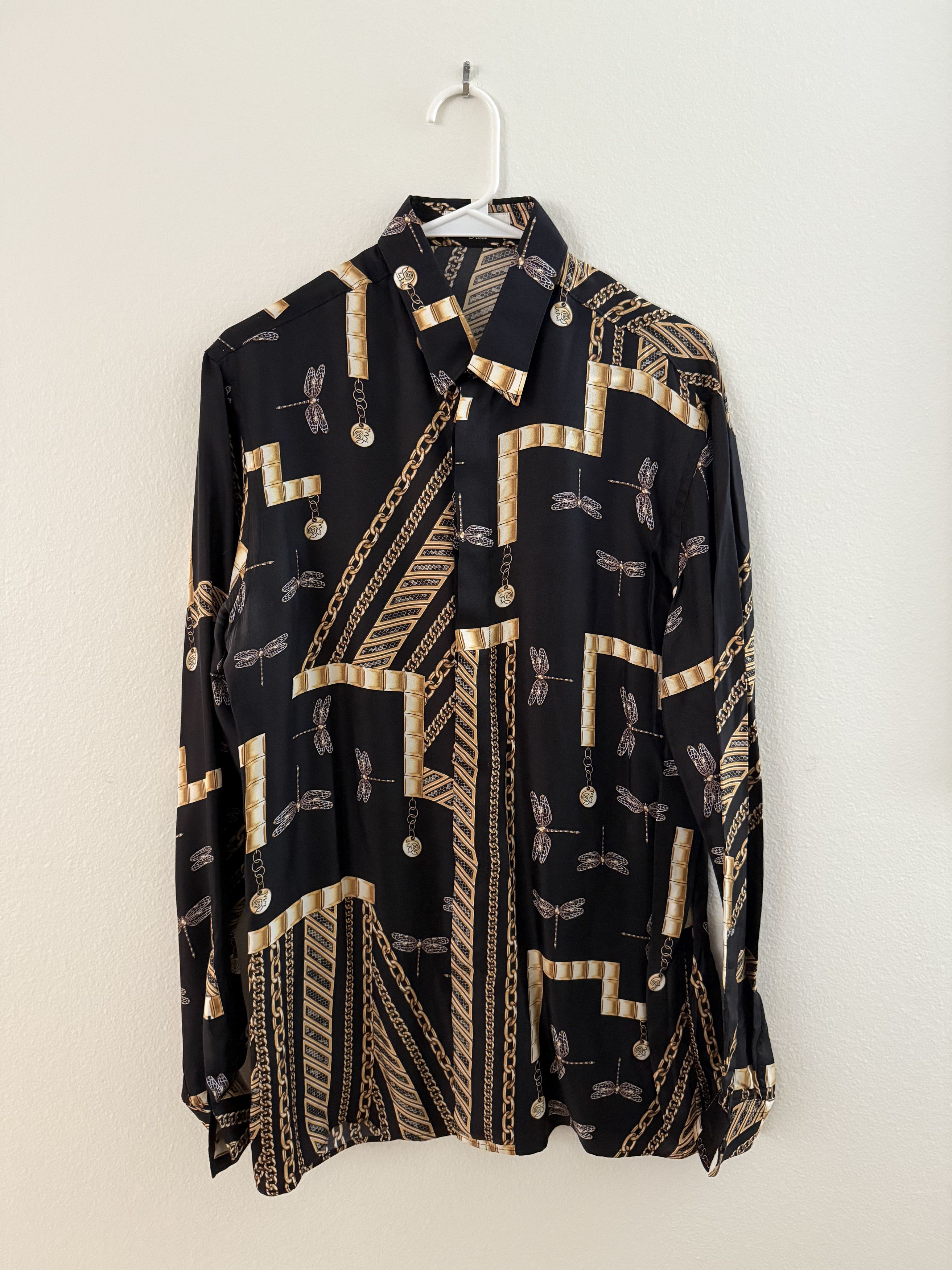 Versace Gold Baroque Print Silk Shirt (S/M) Size US M / EU 48-50 / 2 - 1 Thumbnail