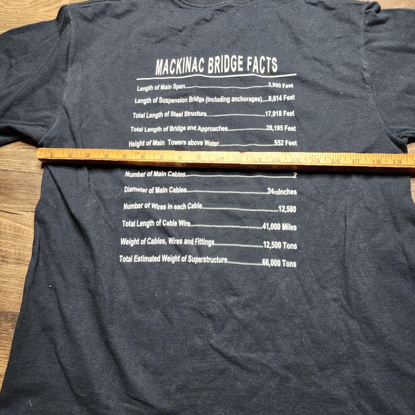 Fruit Of The Loom Fruit of the Loom T-Shirt Mens M Black Mackinac Bridge Walk Michigan Graphic Tee Double Sided Size US M / EU 48-50 / 2 - 3 Thumbnail