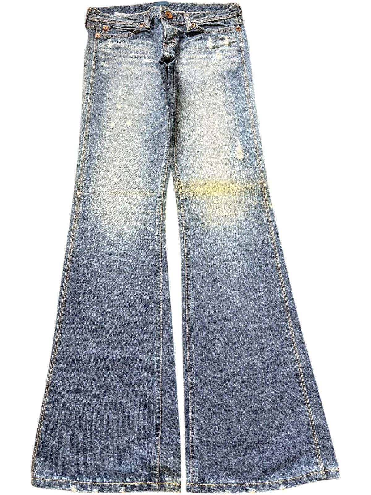 Edwin Vintage Vienus Mud Wash Distress Low Rise Flare Jeans Size 29" - 1 Thumbnail