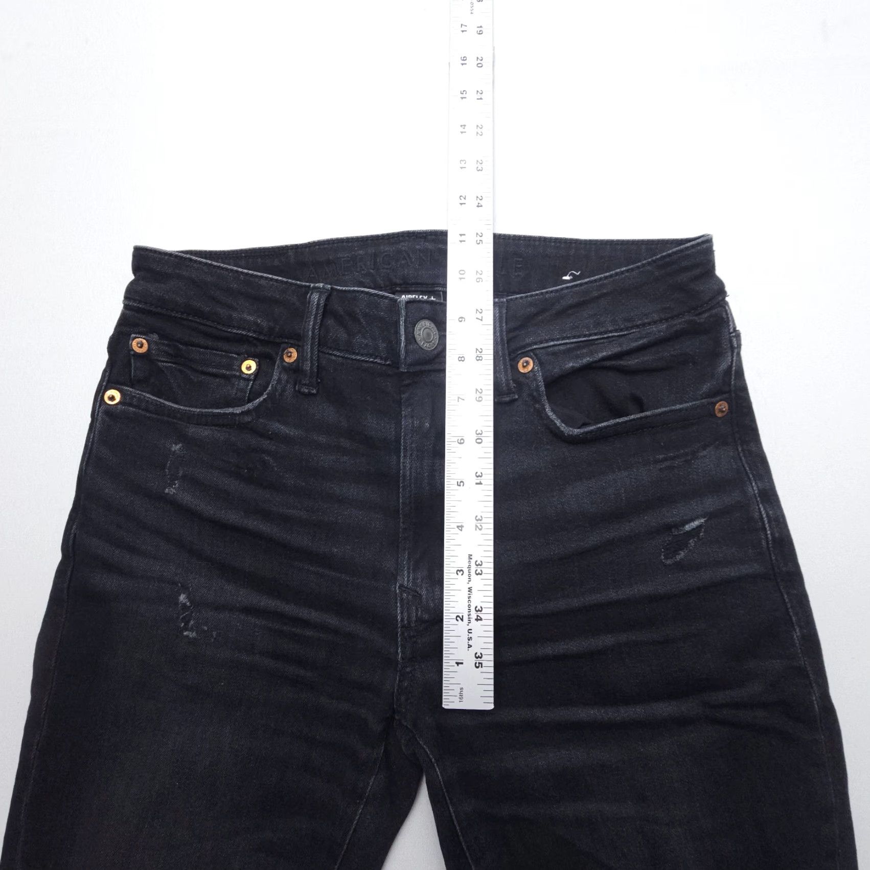 American Eagle Outfitters American Eagle Outfitters Jeans Mens 30 x 32 Slim Straight Black Distressed Stretch Denim 5-Pocket Modern Grunge Size US 30 / EU 46 - 4 Thumbnail