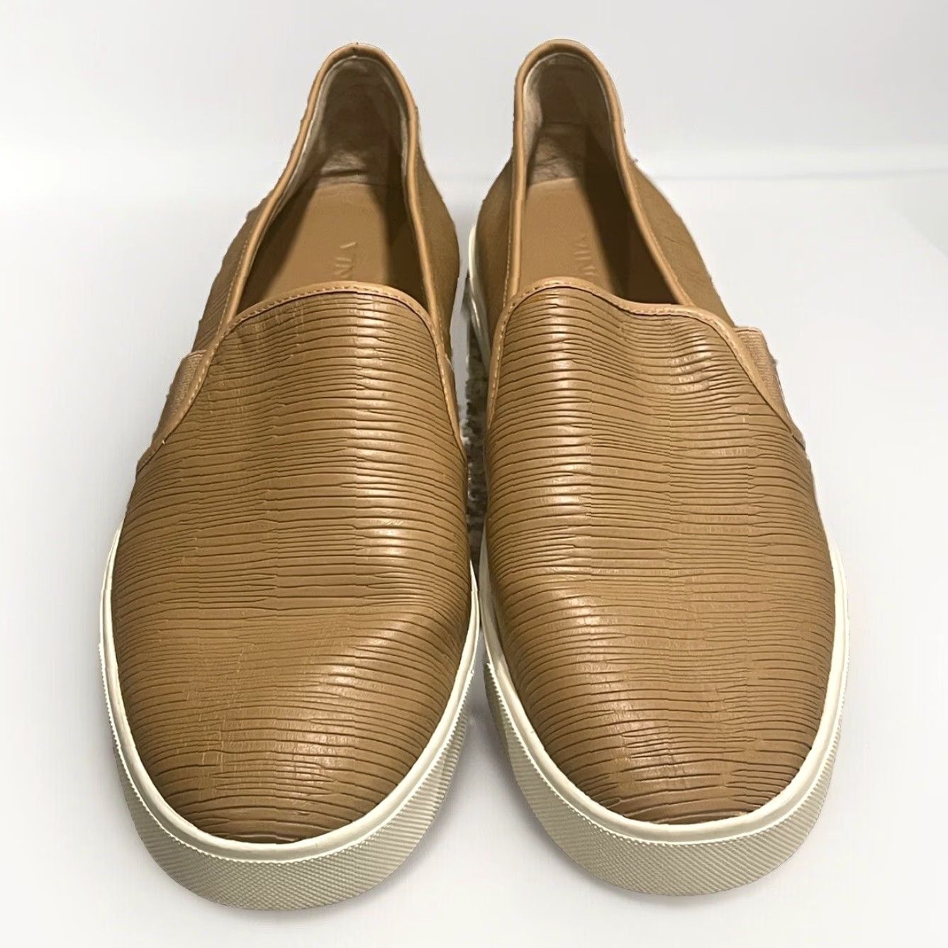 Vince Vince Blair Slip-On Leather Sneakers Women Tan 11M Italian Made Casual Comfort Cushioned Padded Breathable Stretch M Upper Leather Size US 11 / IT 41 - 2 Thumbnail