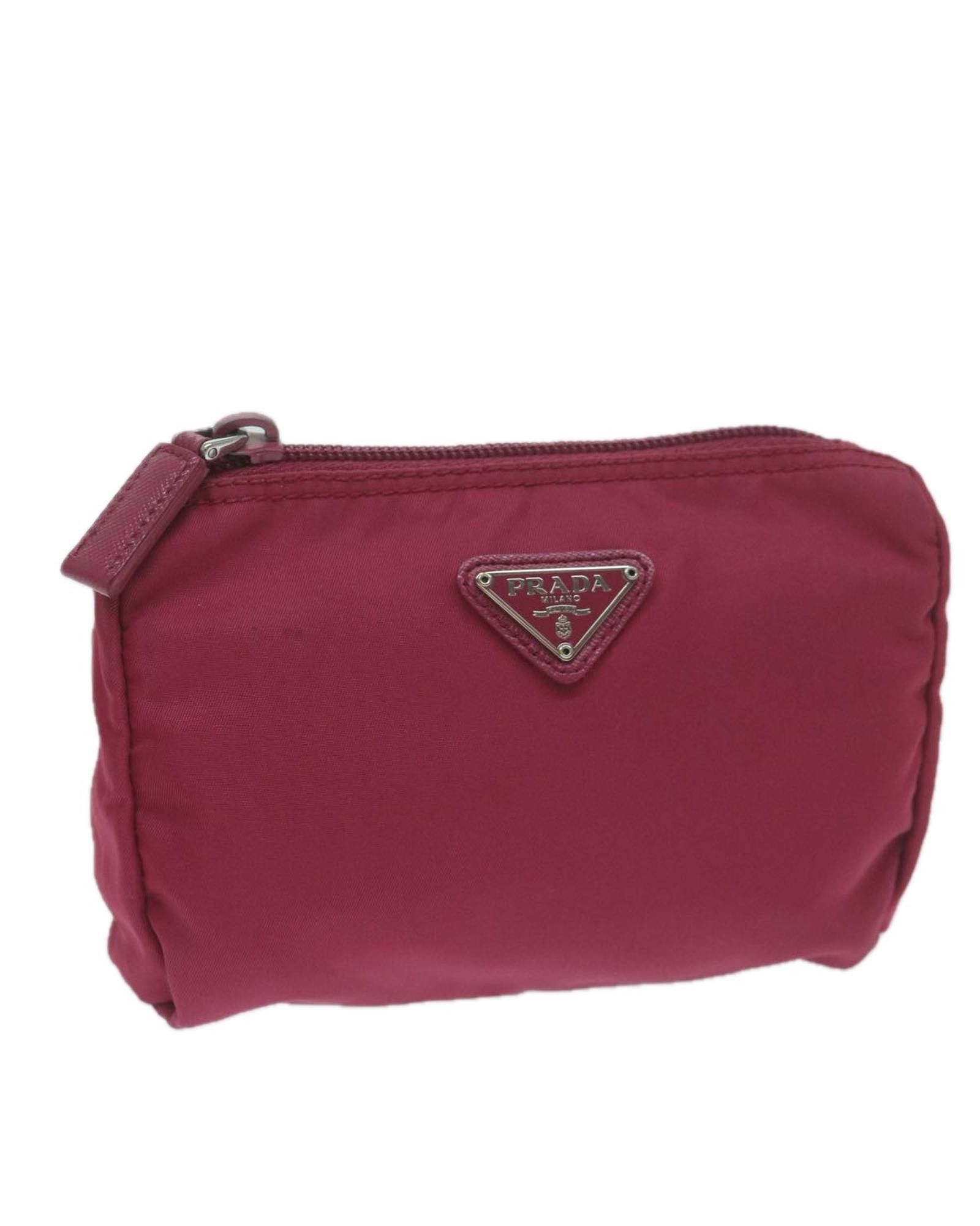 image of Prada Elegant Red Nylon Clutch By Artisanal Craftsmanship, Women's