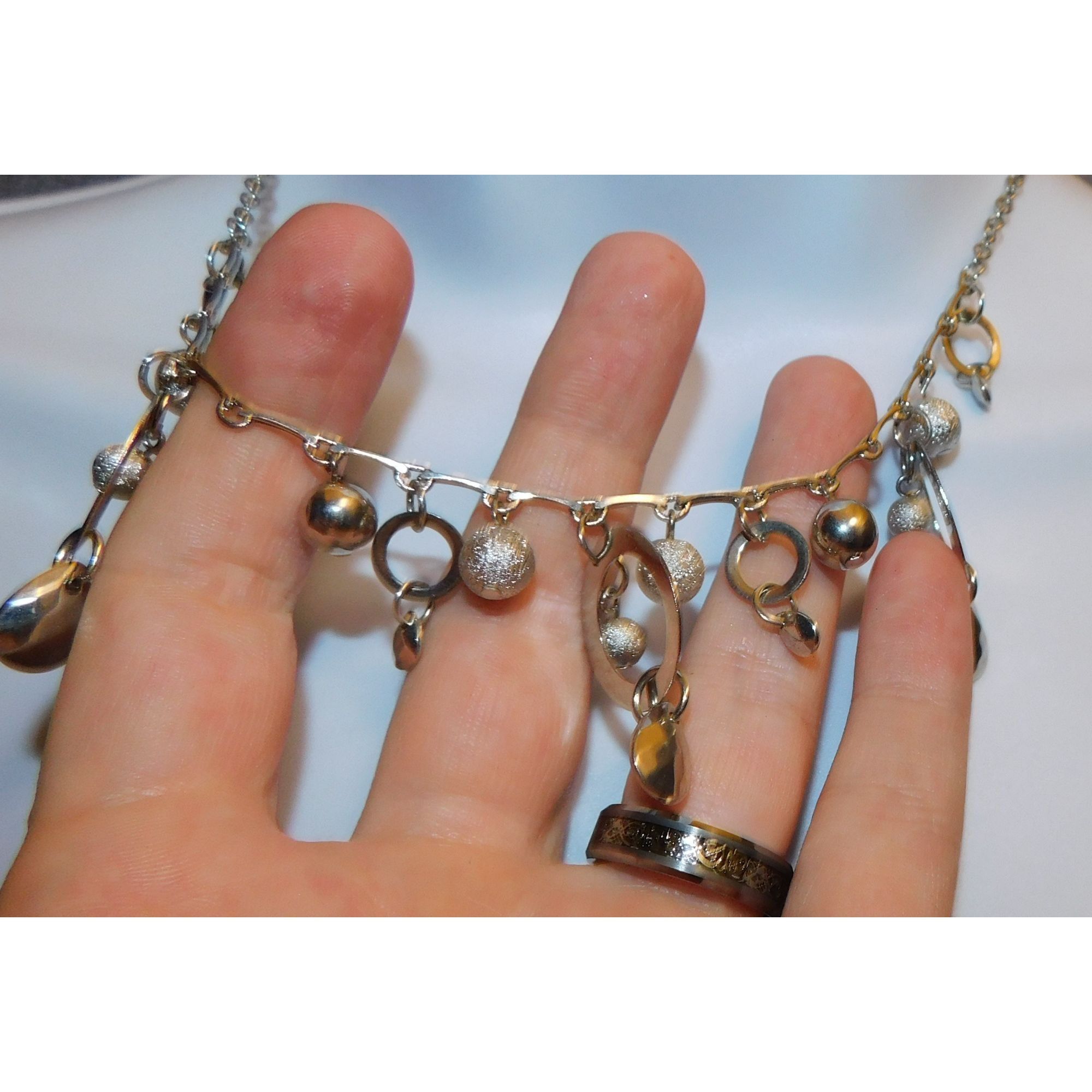 Other Whimsical Hoop And Charm Silver Tone Necklace Size ONE SIZE - 2 Thumbnail