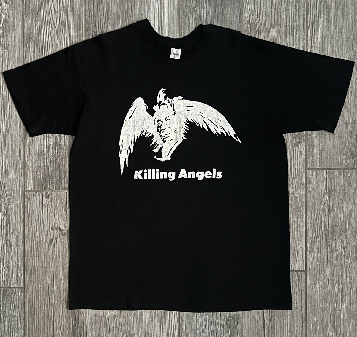 image of Band Tees 1988 Single Stitch Killing Angels Vintage Black Bandtee, Men's (Size XL)