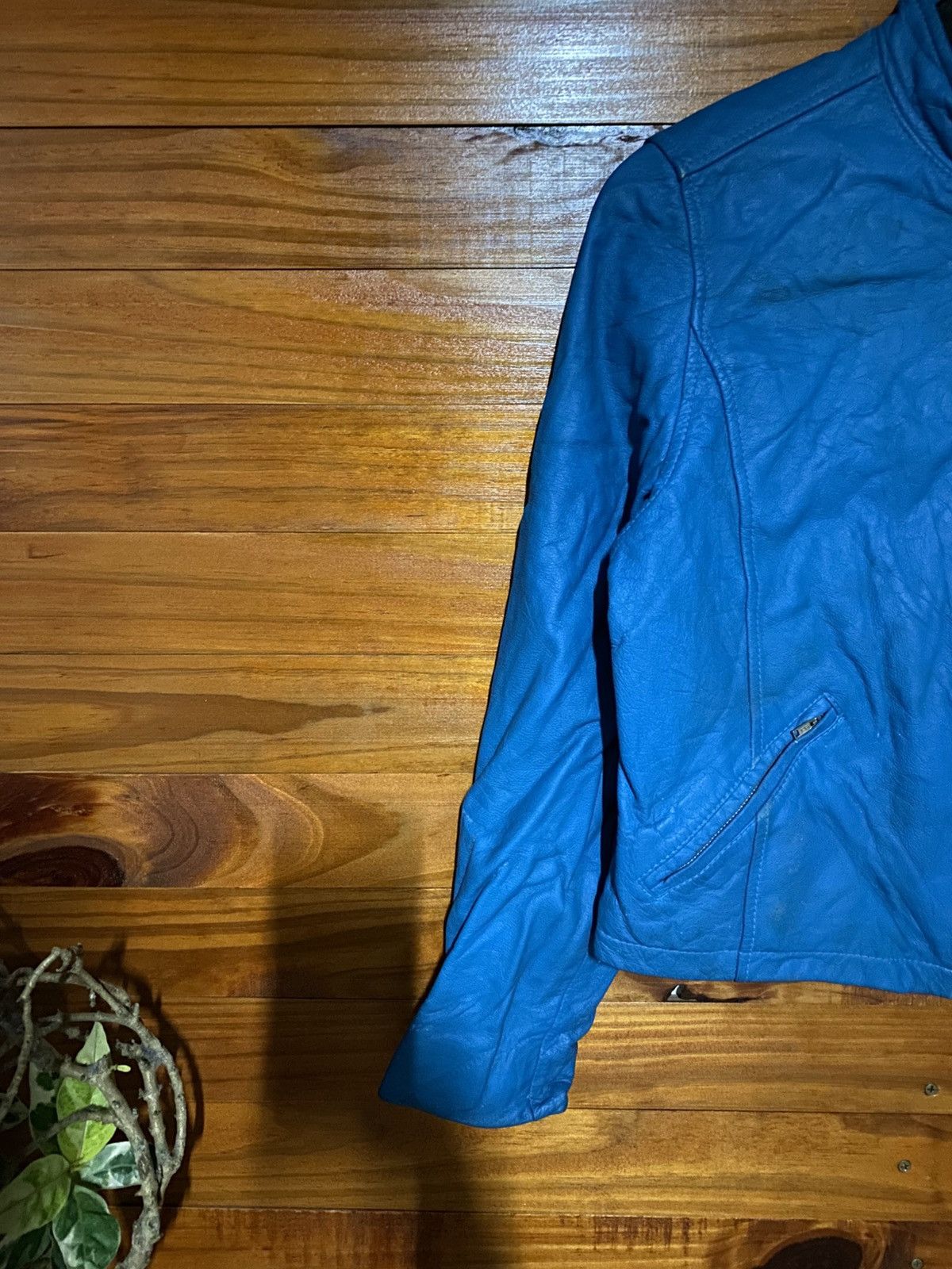 Genuine Leather Vintage Melody Square Blue Cropped Jacket Quilted Lining Size M / US 6-8 / IT 42-44 - 6 Thumbnail