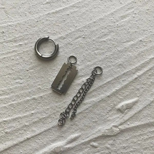 VIBE Titanium Steel Razor Blade Shape Drop Earrings for Men Size ONE SIZE - 3 Thumbnail