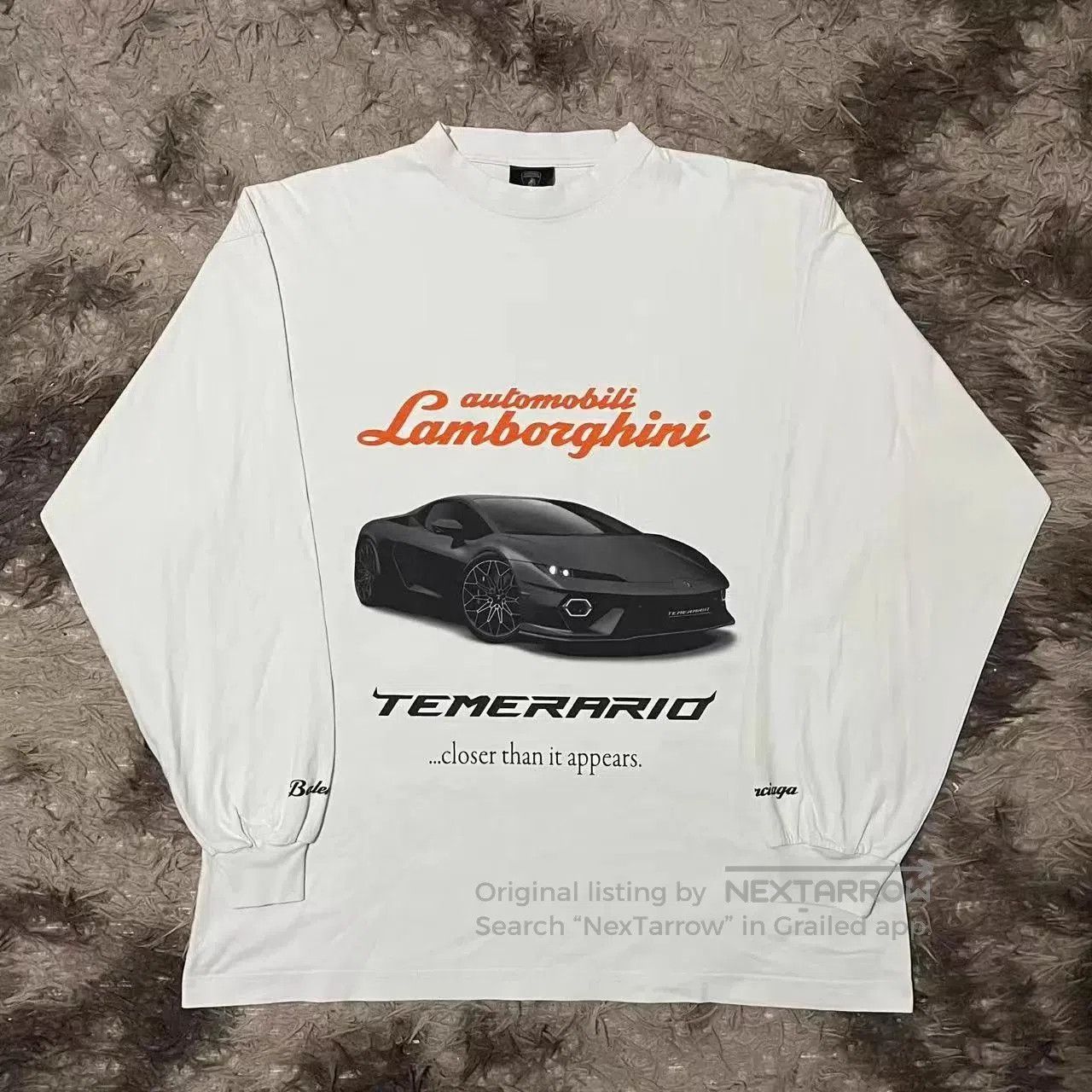 Balenciaga White Long Sleeve Car Graphic T. Size US M / EU 48-50 / 2 - 1 Thumbnail