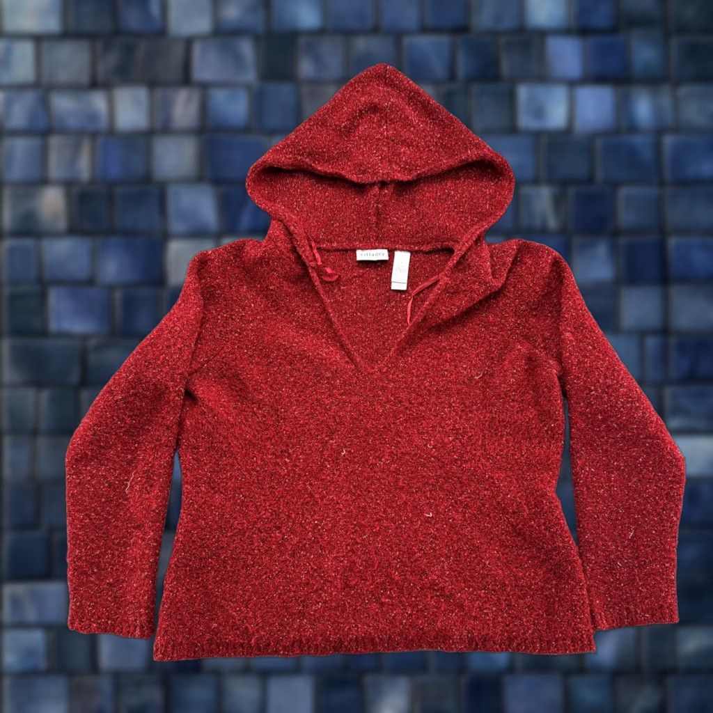 Liz Claiborne VINTAGE Villager Liz Claiborne Red Hooded Pullover V-Neck Sweater Plus Size 1X Womens Shovel? Size XL / US 12-14 / IT 48-50 - 1 Thumbnail