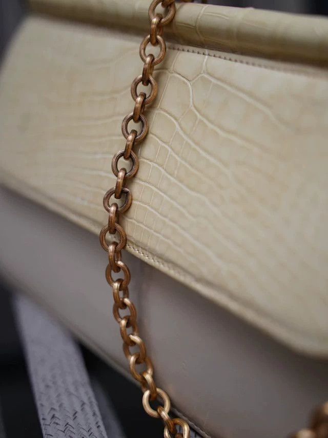 Judith Leiber Judith Leiber Cream Crocodile & Leather Chain Gemstone Bag Size ONE SIZE - 5 Thumbnail