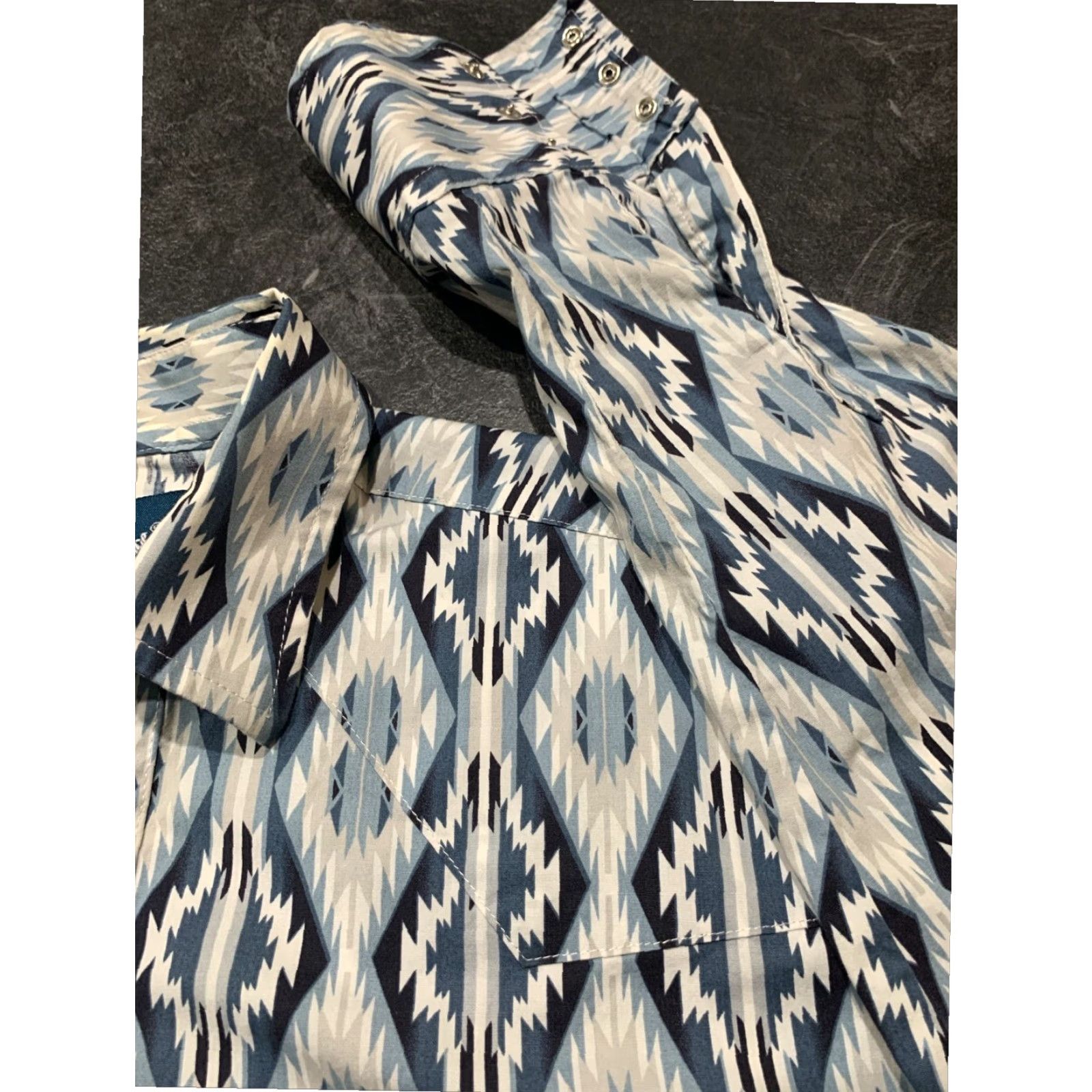 Wrangler VINTAGE Wrangler Brushpopper Long Sleeve Button-Up Shirt Blue White Medium Mens Size US M / EU 48-50 / 2 - 6 Thumbnail