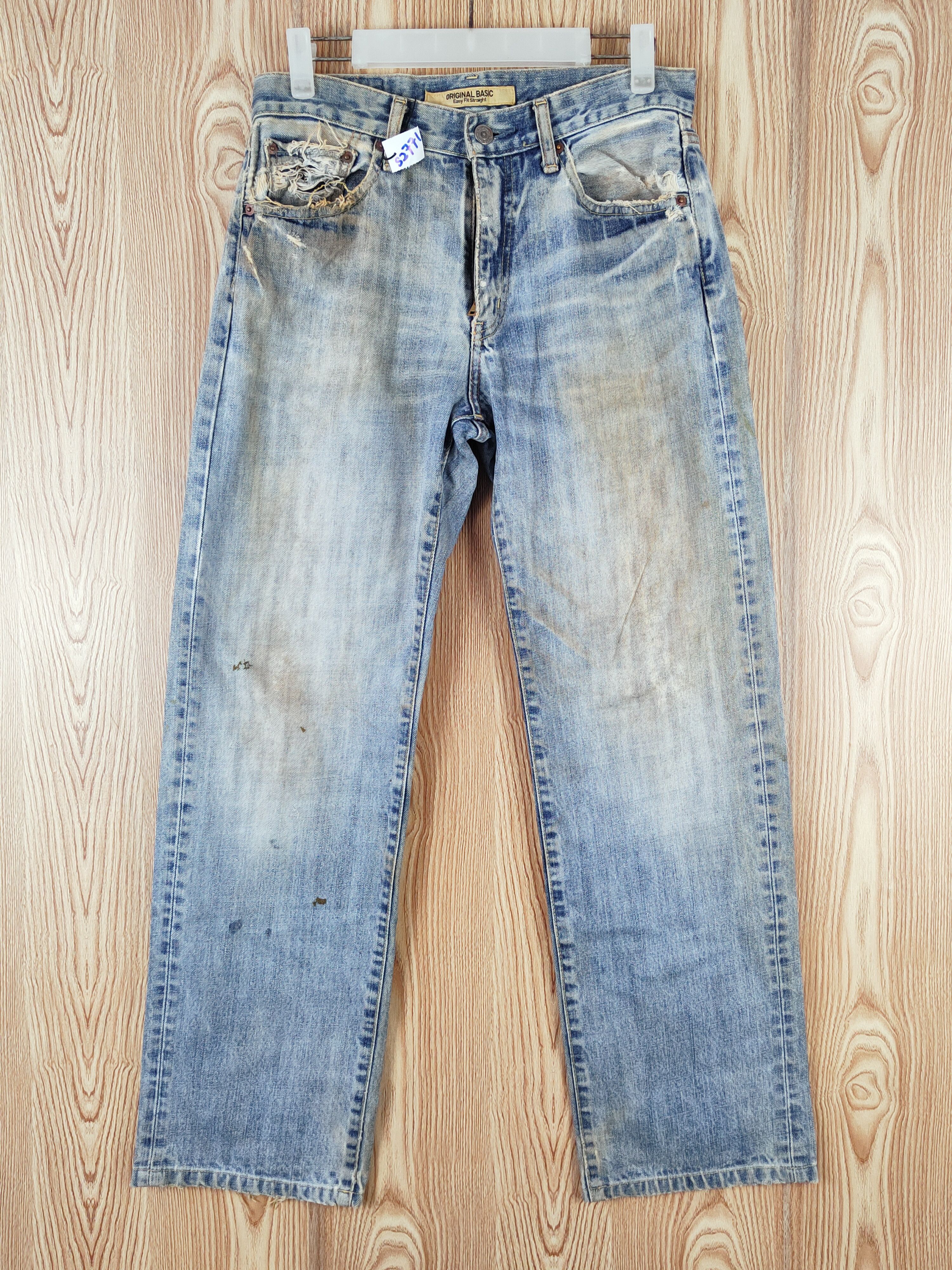 Japanese Brand Uniqlo Blue Faded Distressed Ripped Jeans #S2771 Size US 30 / EU 46 - 1 Thumbnail