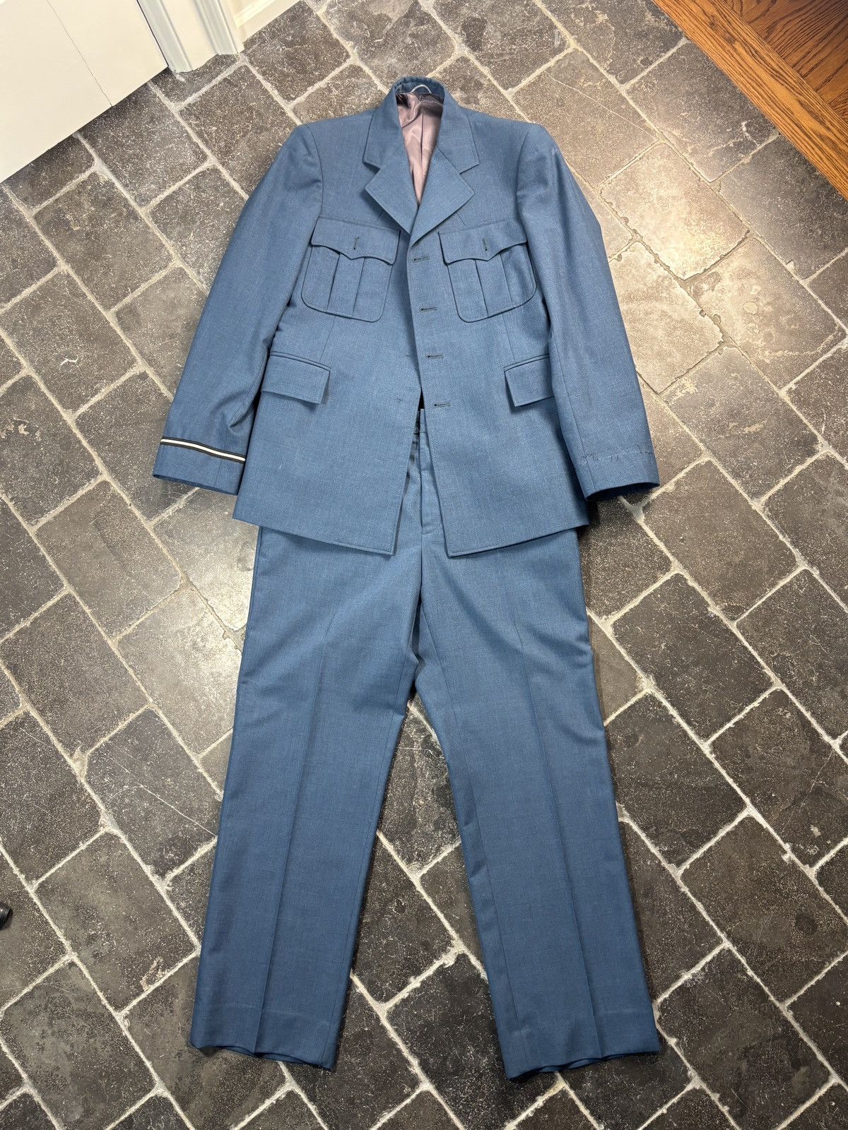 Vintage Vintage Suit Two Piece Uniform Pilot Military Service Blue Size 36R - 1 Thumbnail