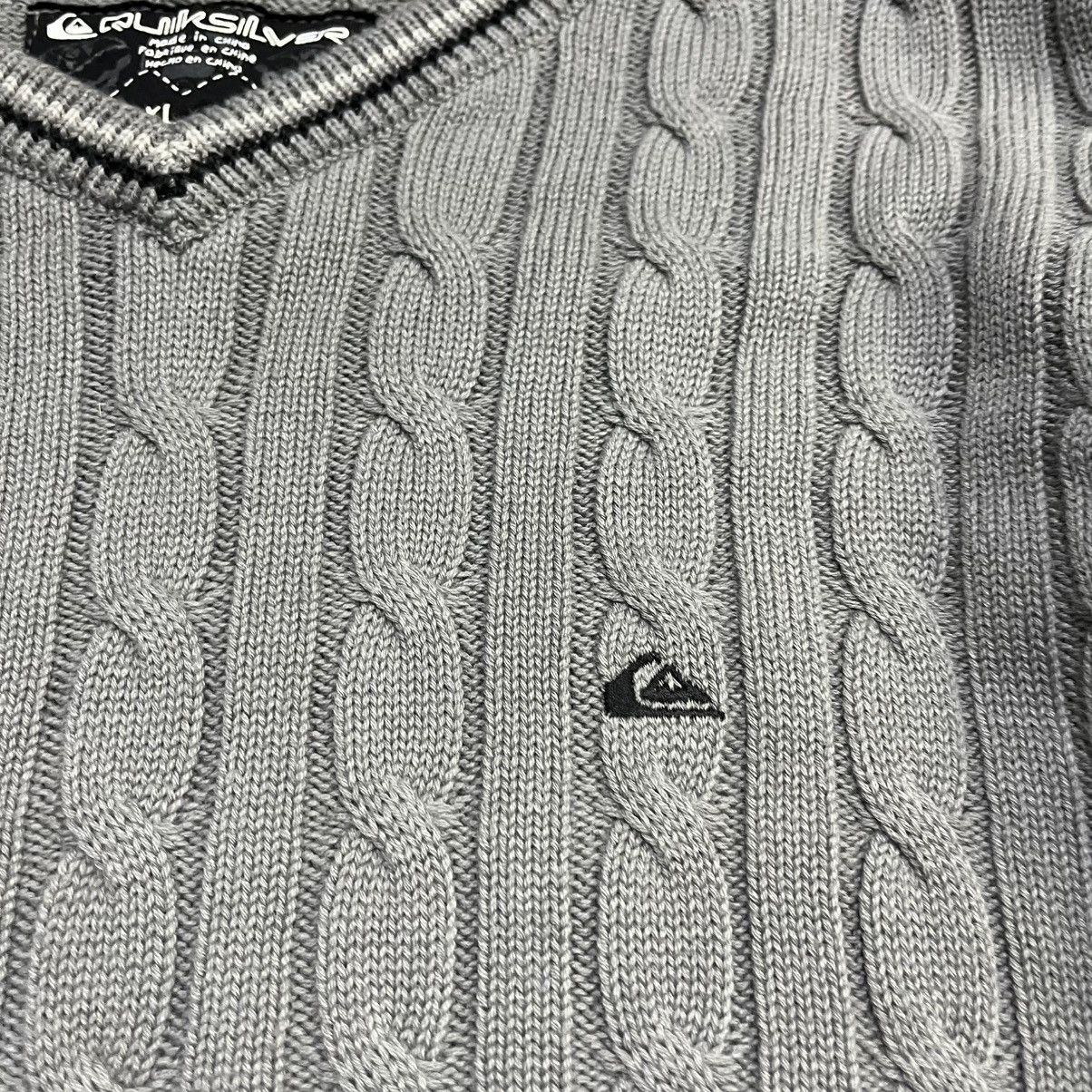 Quiksilver VINTAGE Y2K QUIKSILVER GRAY SURF SKATER CABLE KNIT SWEATER Size US XL / EU 56 / 4 - 6 Thumbnail