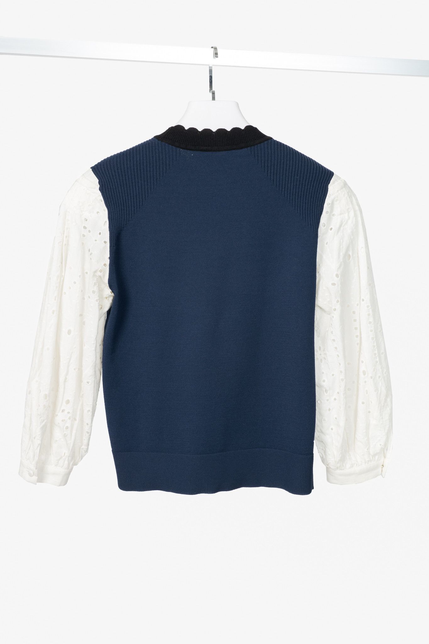 Veronica Beard Veronica Beard Roy Navy Mix-Media Sweater Size S / US 4 / IT 40 - 2 Thumbnail