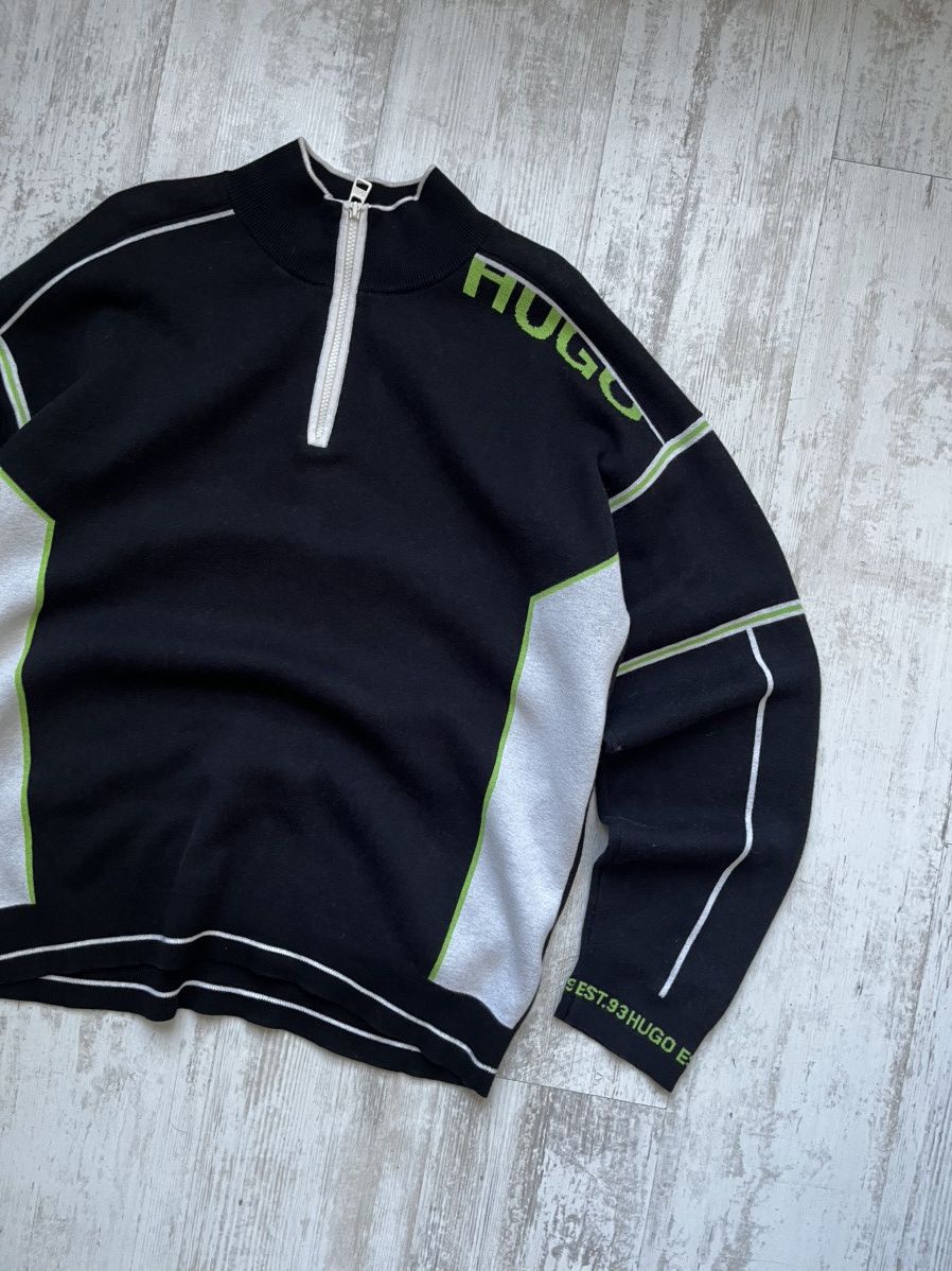 Hugo Boss HUGO OVERSIZED-FIT LOGO WOOL SWEATER 1/4 ZIPPED NECKLINE Size US XL / EU 56 / 4 - 2 Thumbnail