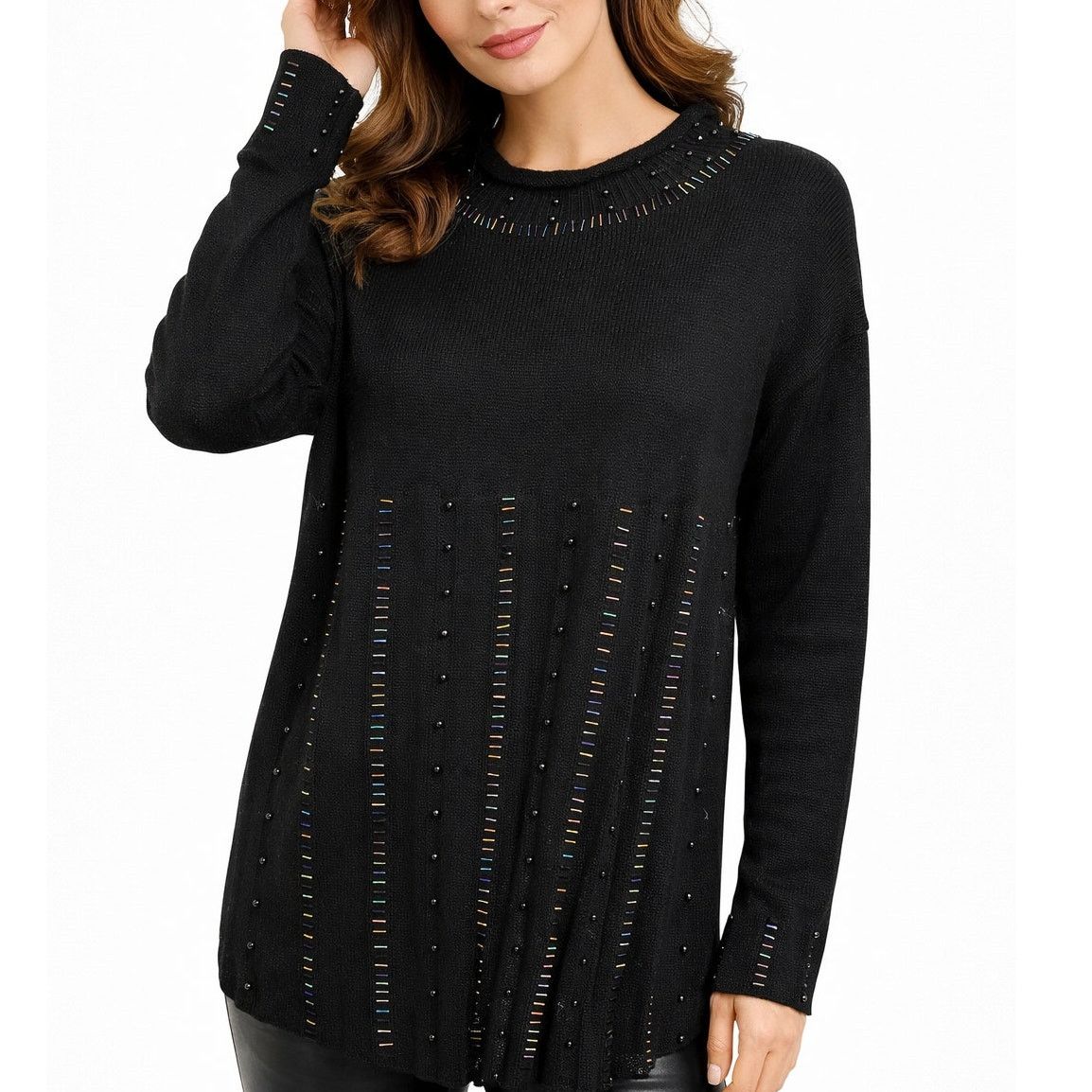 Vintage Chicara Embellished Beaded Knit Sweater Wool blend Germany Size XL / US 12-14 / IT 48-50 - 1 Thumbnail