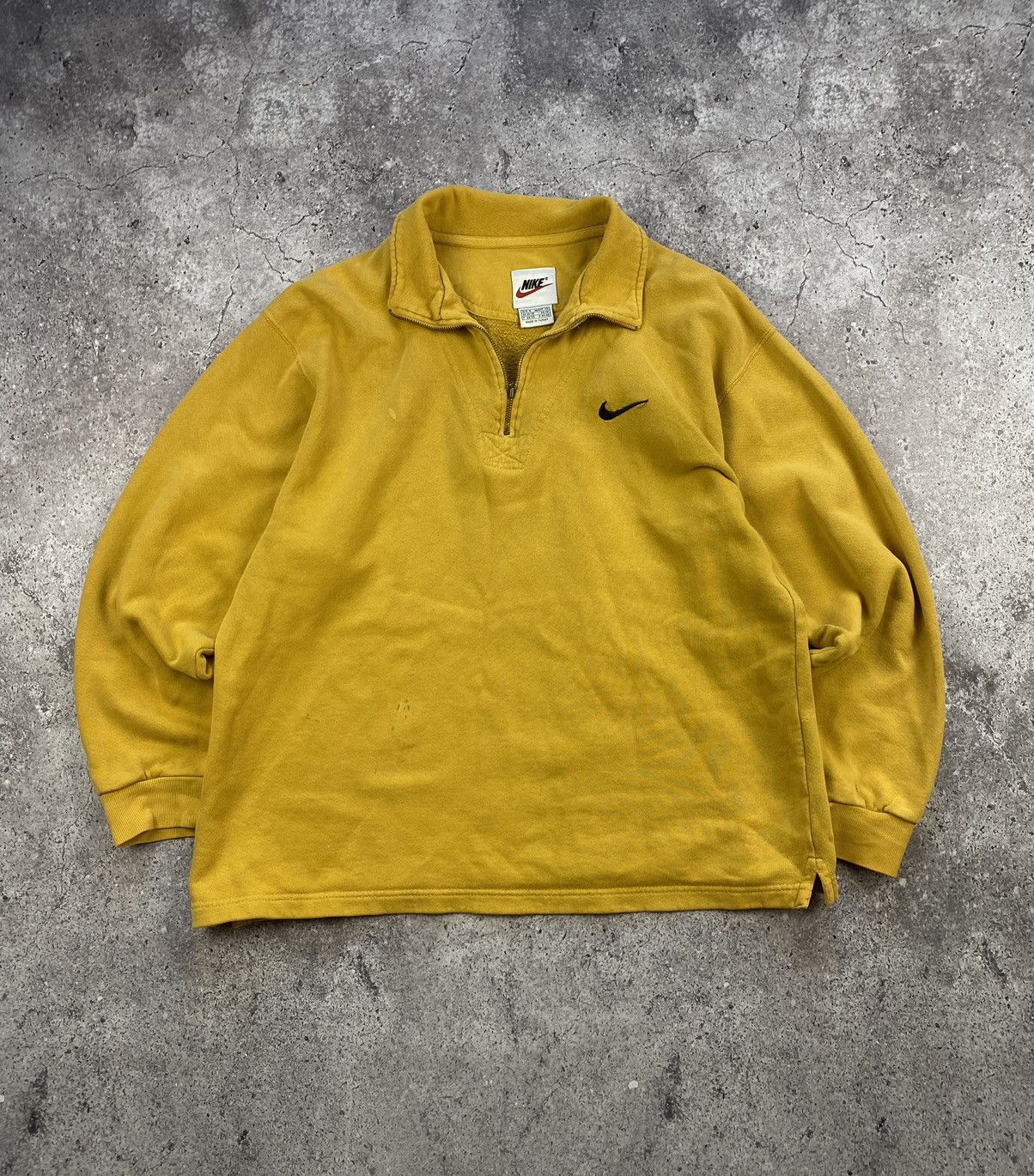 Nike × Vintage VINTAGE NIKE 90s CENTRE SWOOSH YELLOW💛 1/3 ZIP SWEATSHIRT Size US S / EU 44-46 / 1 - 1 Thumbnail