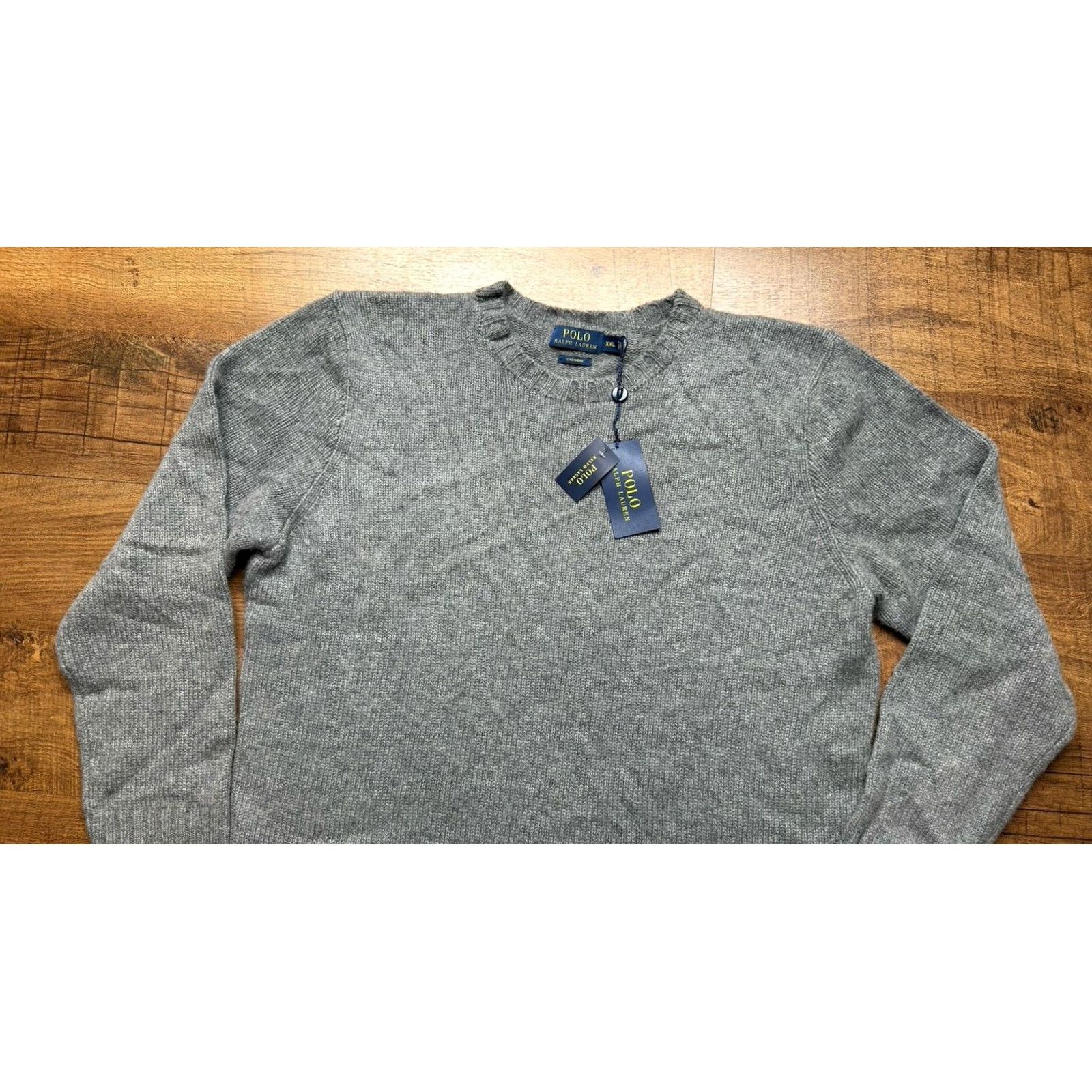 Ralph Lauren NWT POLO RALPH LAUREN Gray Crewneck 100% Cashmere Sweater Mens 2XL Size Crew Neck Pullover Winter Size US XXL / EU 58 / 5 - 2 Thumbnail