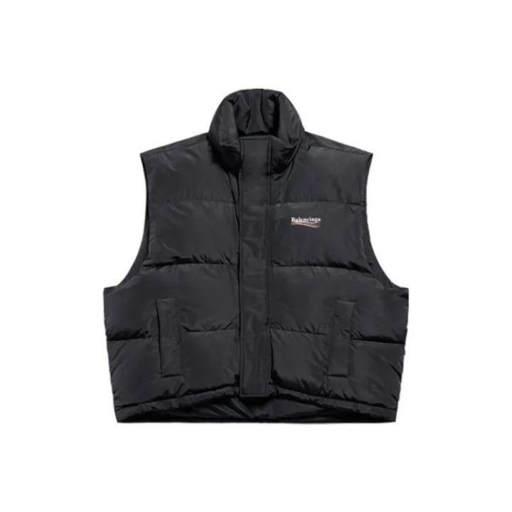 Balenciaga Balenciaga Black Logo Print Stand Collar Vest 0079-2507 Size US L / EU 52-54 / 3 - 1 Thumbnail