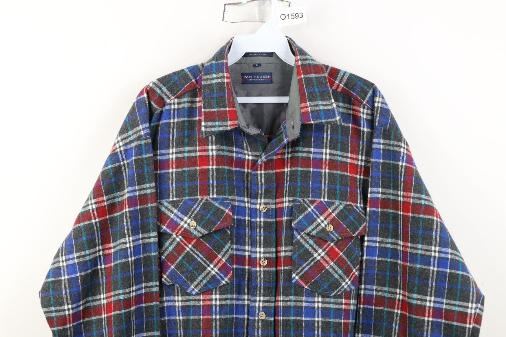 Vintage Vintage 70s Streetwear Knit Collared Button Shirt Plaid Size US L / EU 52-54 / 3 - 2 Thumbnail