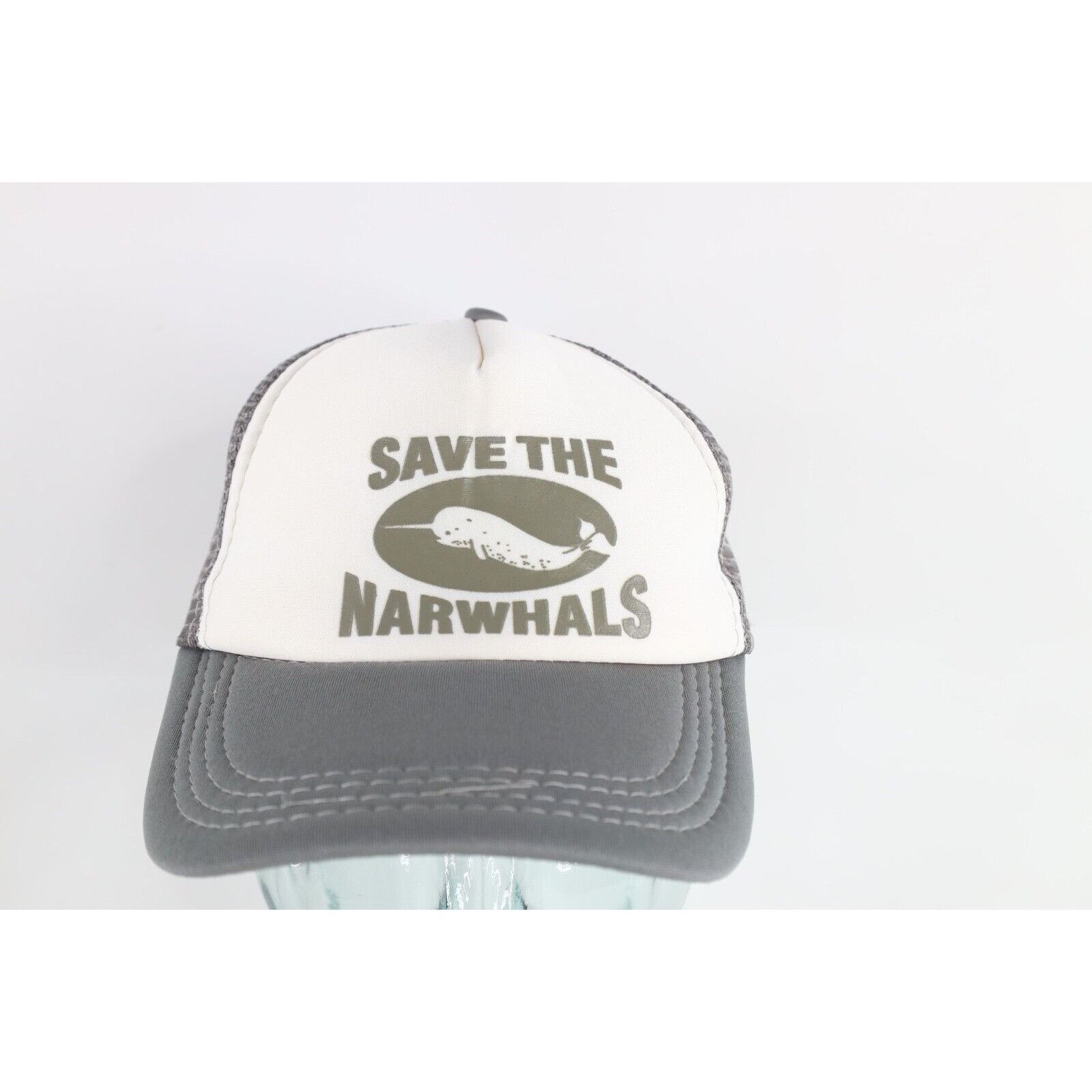 Vintage Vintage 90s Streetwear Save The Narwhals Trucker Hat Size ONE SIZE - 1 Thumbnail