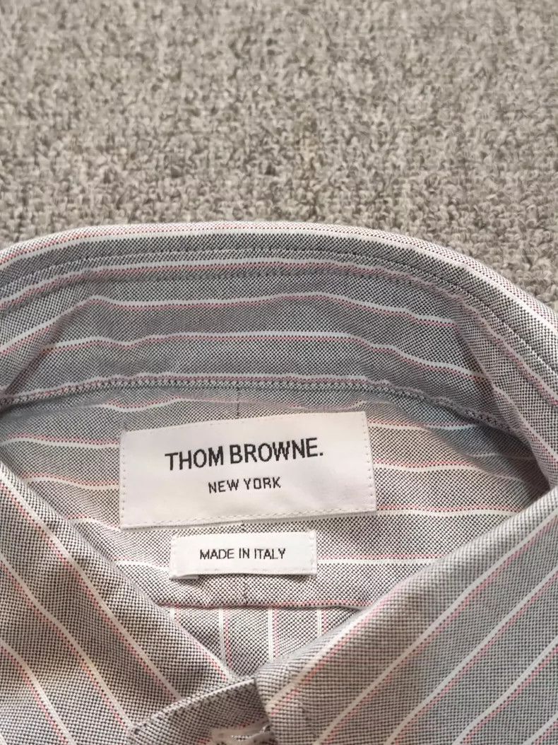 Thom Browne size1 Gray striped Oxford long-sleeved shirt