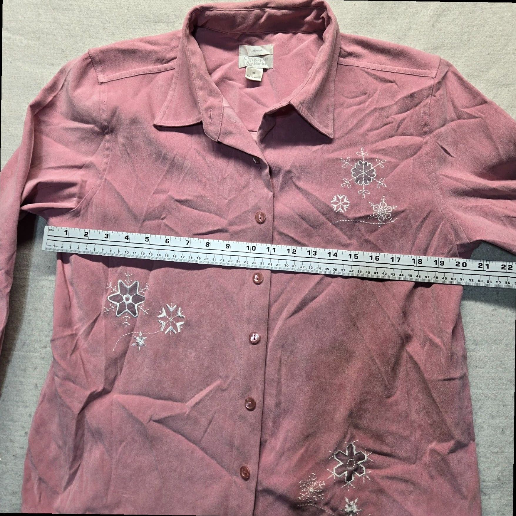Vintage Christopher Banks Women's XL Shirt Pink Snowflake Winter Heavy Button Up Size XL / US 12-14 / IT 48-50 - 5 Thumbnail