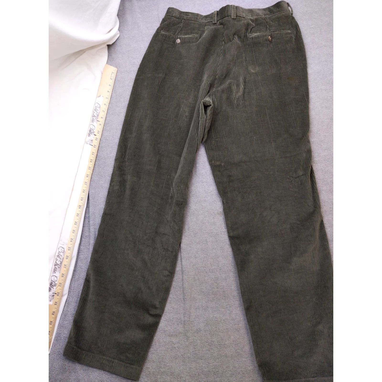 Liz Claiborne Claiborne Pants Mens 38x34 Green Corduroy Pleated Classic Fit Trousers Casual Dress Pants Size US 38 / EU 54 - 5 Thumbnail