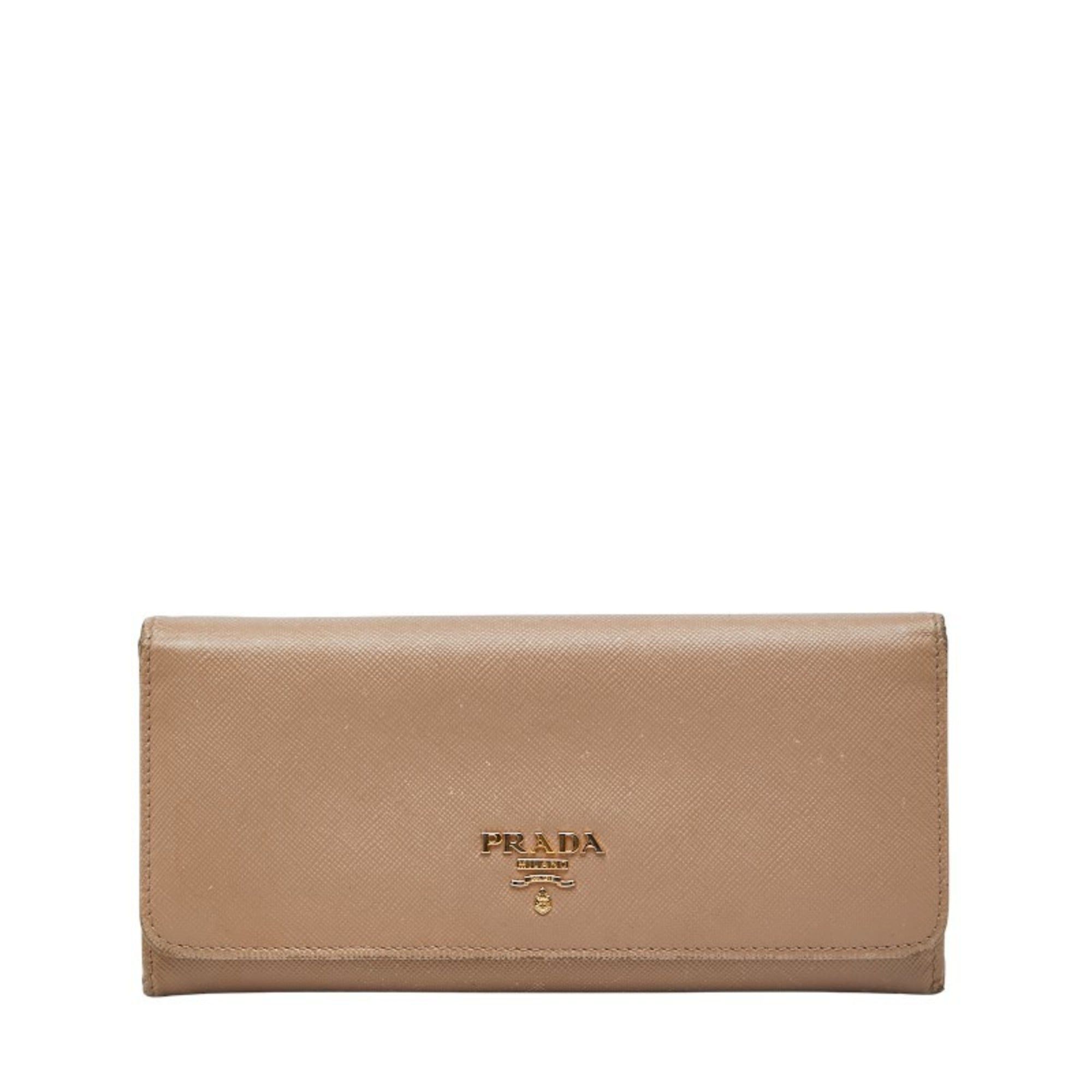 Prada Prada Logo Long Wallet 1M1132 Beige Saffiano Leather Women's PRADA Size ONE SIZE - 1 Thumbnail